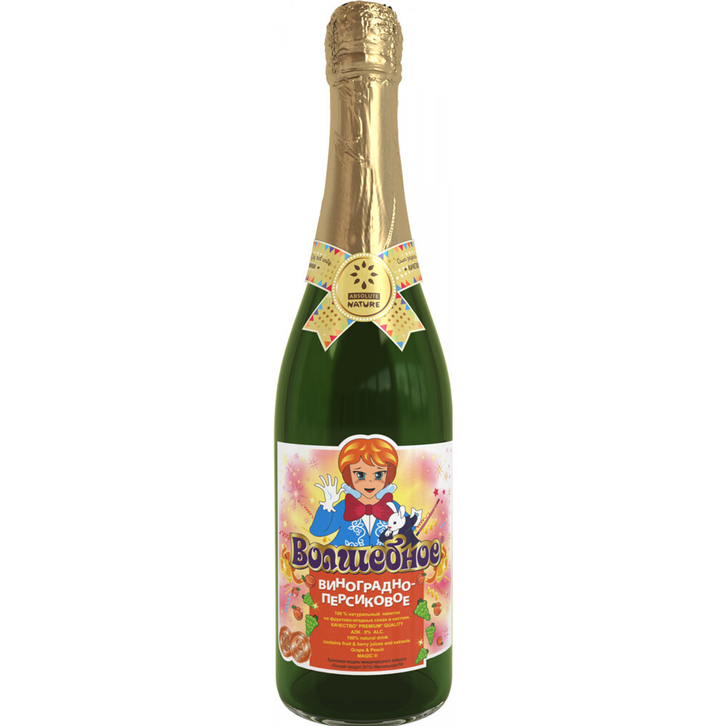 Детское Шампанское Виноградно-персиковое Волшебное, 750 мл