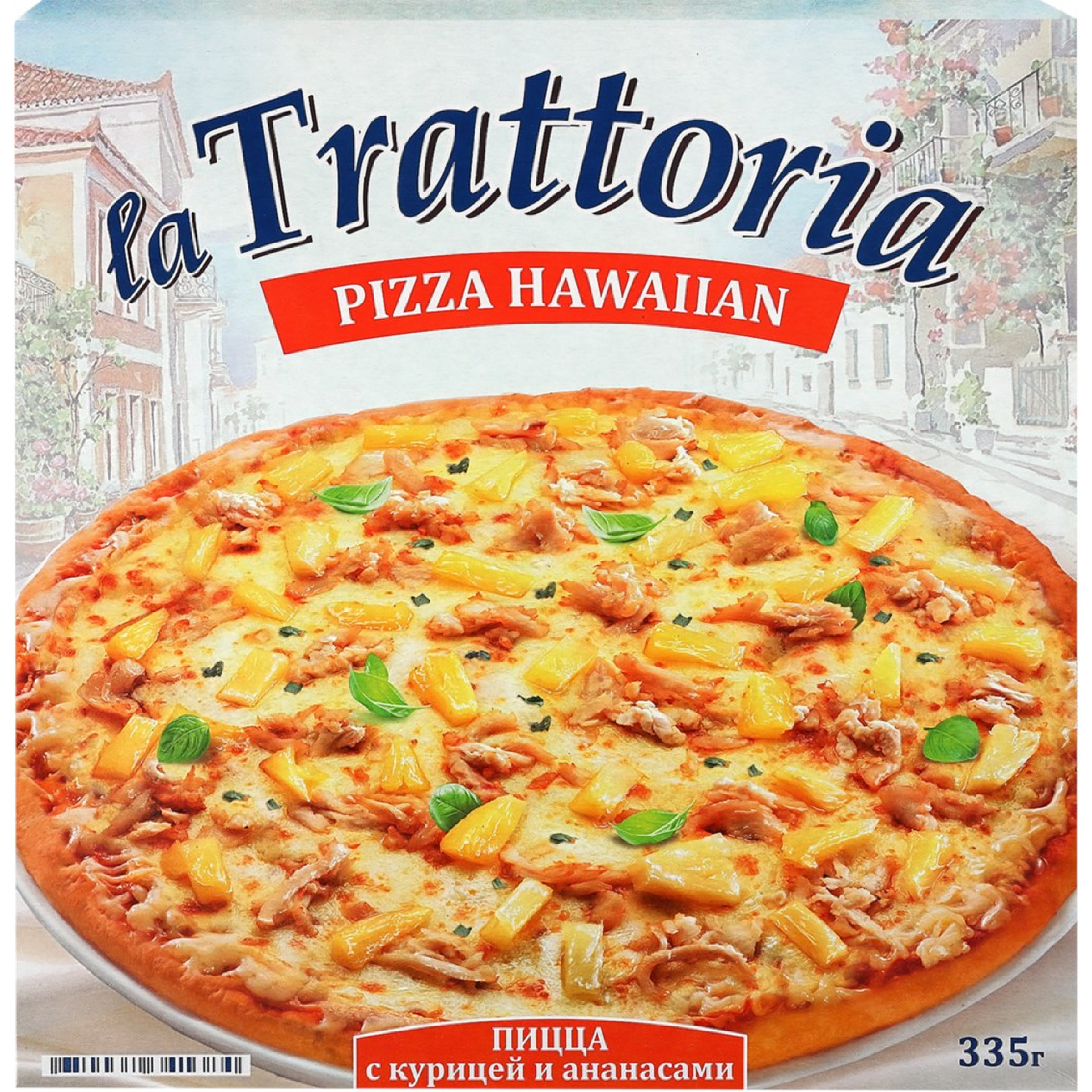 Пицца Гавайская с курицей и ананасом La Trattoria, 335 г