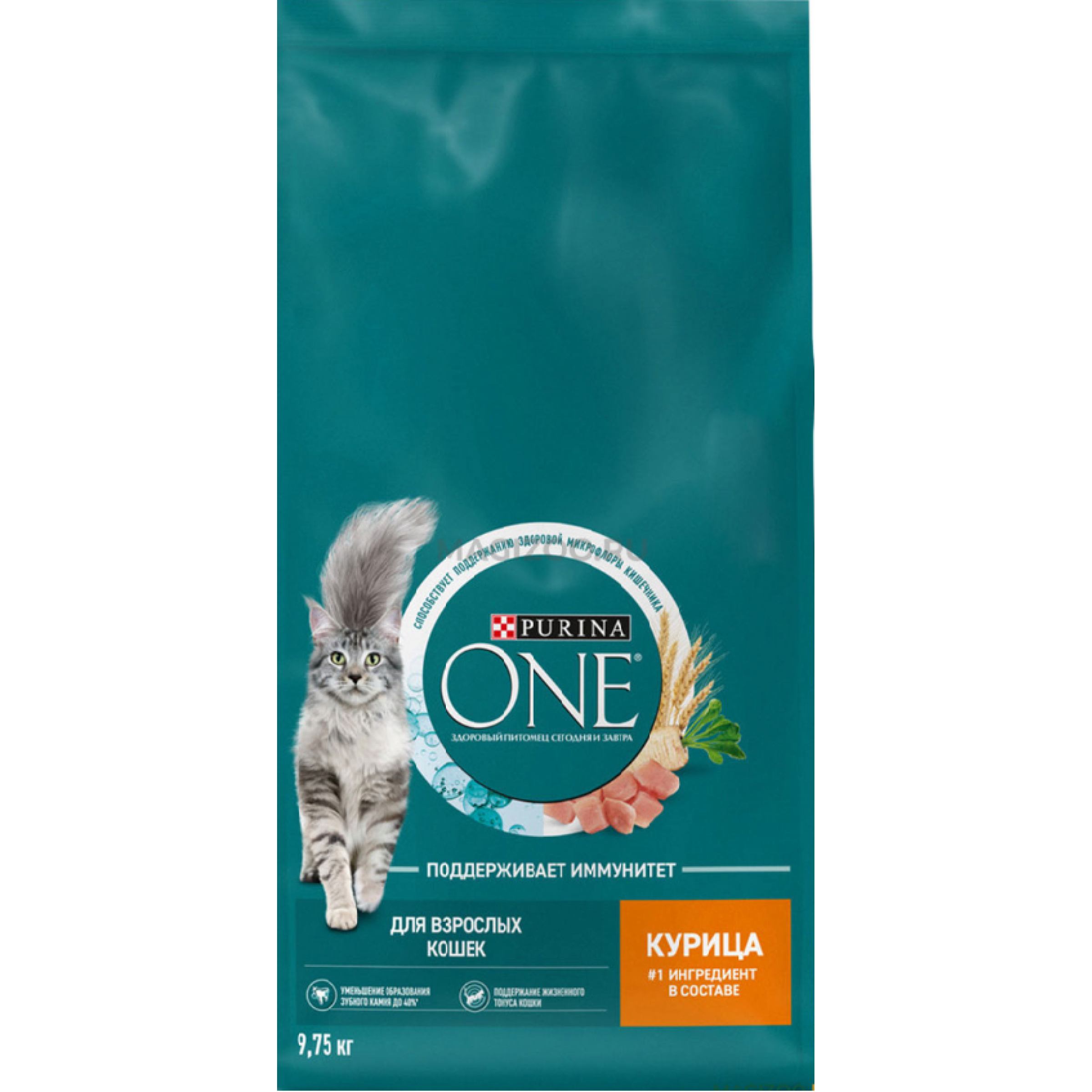 Сухой корм PURINA ONE ADULT для взрослых кошек с курицей и цельными злаками, 9.75 кг