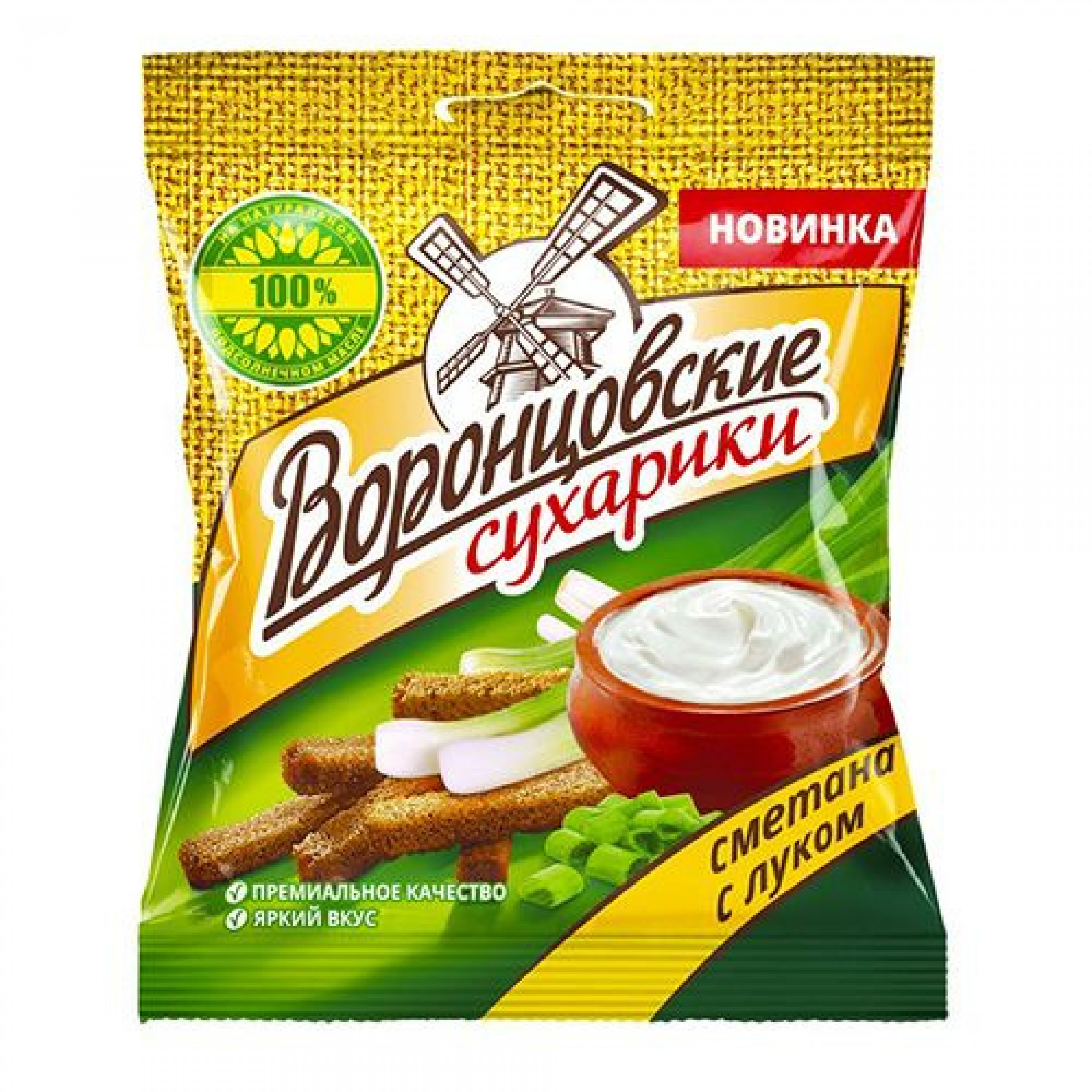 Сухарики Воронцовские ржано-пшеничные со вкусом сметана и лук, 40 г