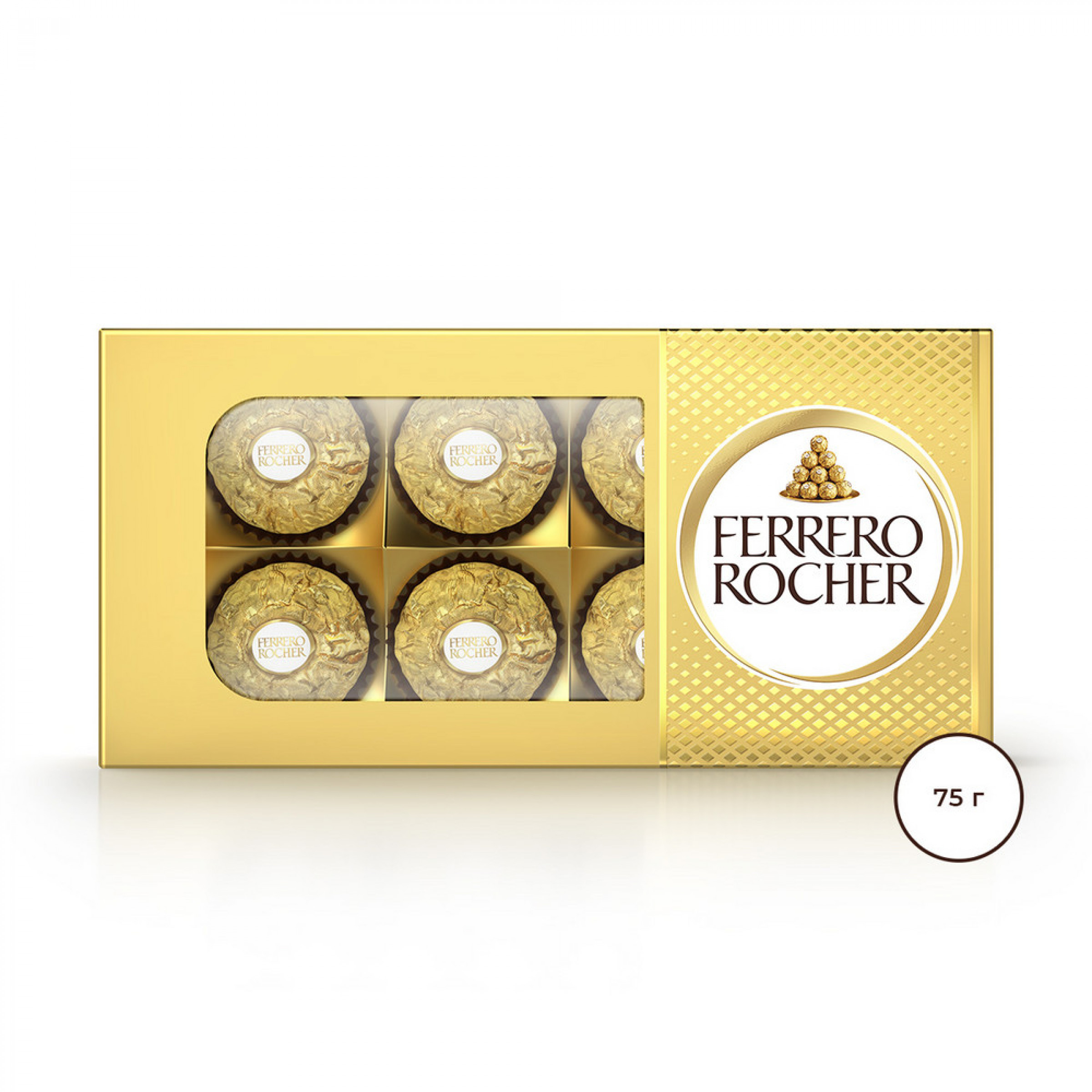 Конфеты Ferrero Rocher, молочный шоколад и лесной орех, 75г