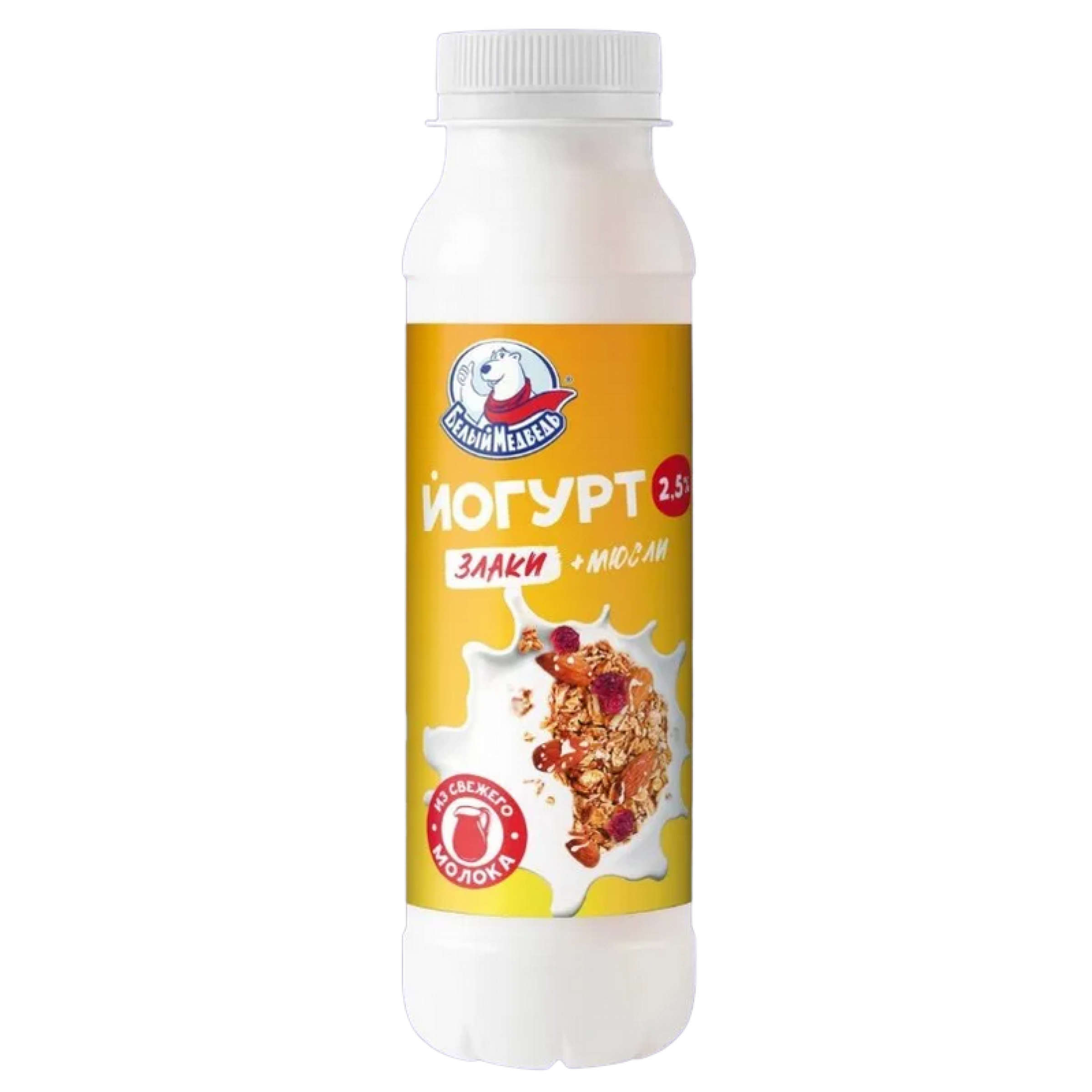 Йогурт питьевой злаки-мюсли Белый Медведь 2,5%, 260 мл