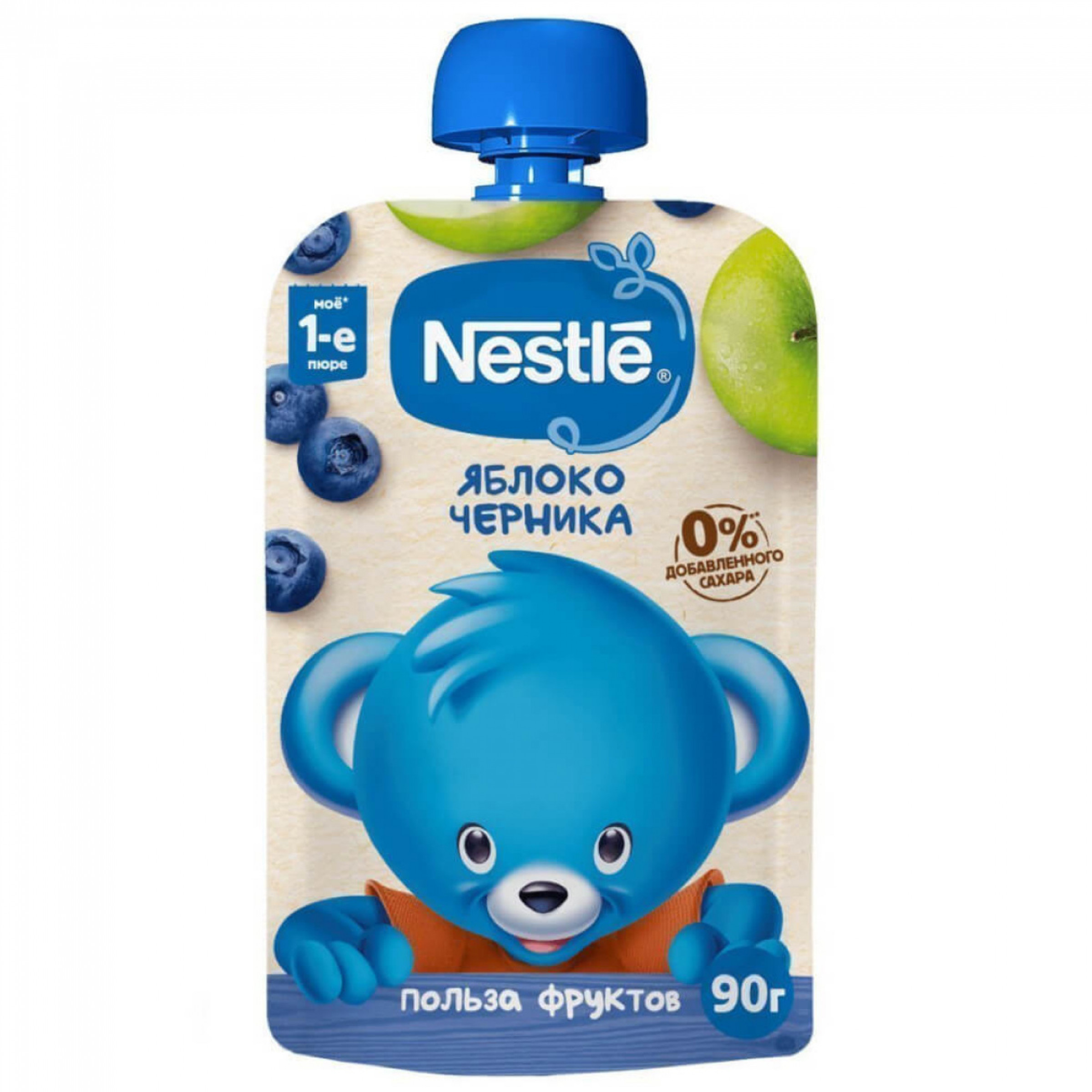 Фруктовое пюре Nestle яблоко и черника, 90 г