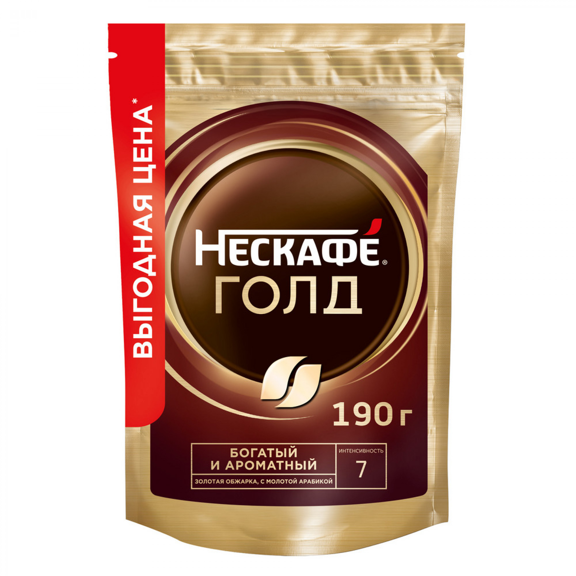 Кофе NESCAFE GOLD Натуральный растворимый с добавлением жареного 190г