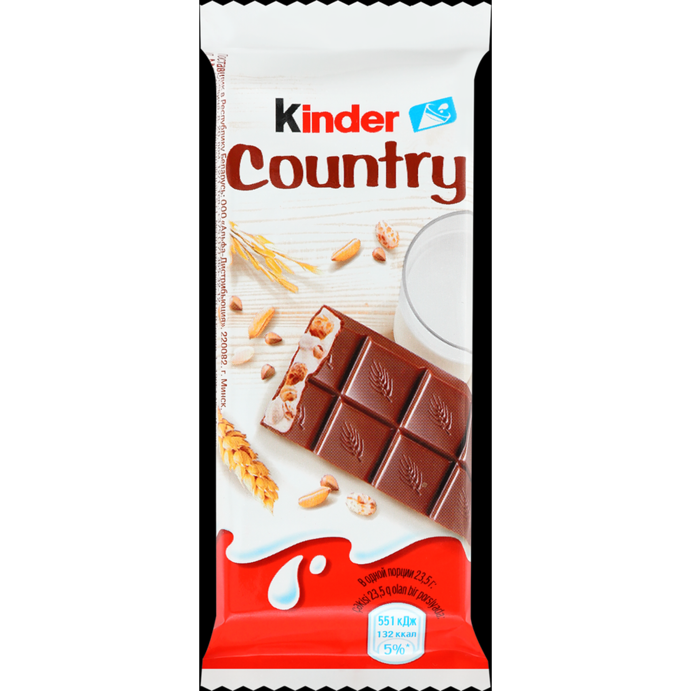 Шоколад молочный Kinder Country с молочно-злаковой начинкой 23 г