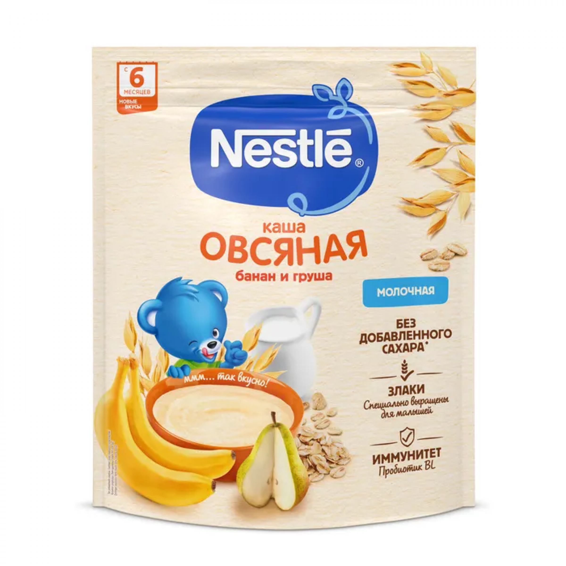 Сухая молочная овсяная каша Nestle с грушей и бананом с 6 месяцев 200 г