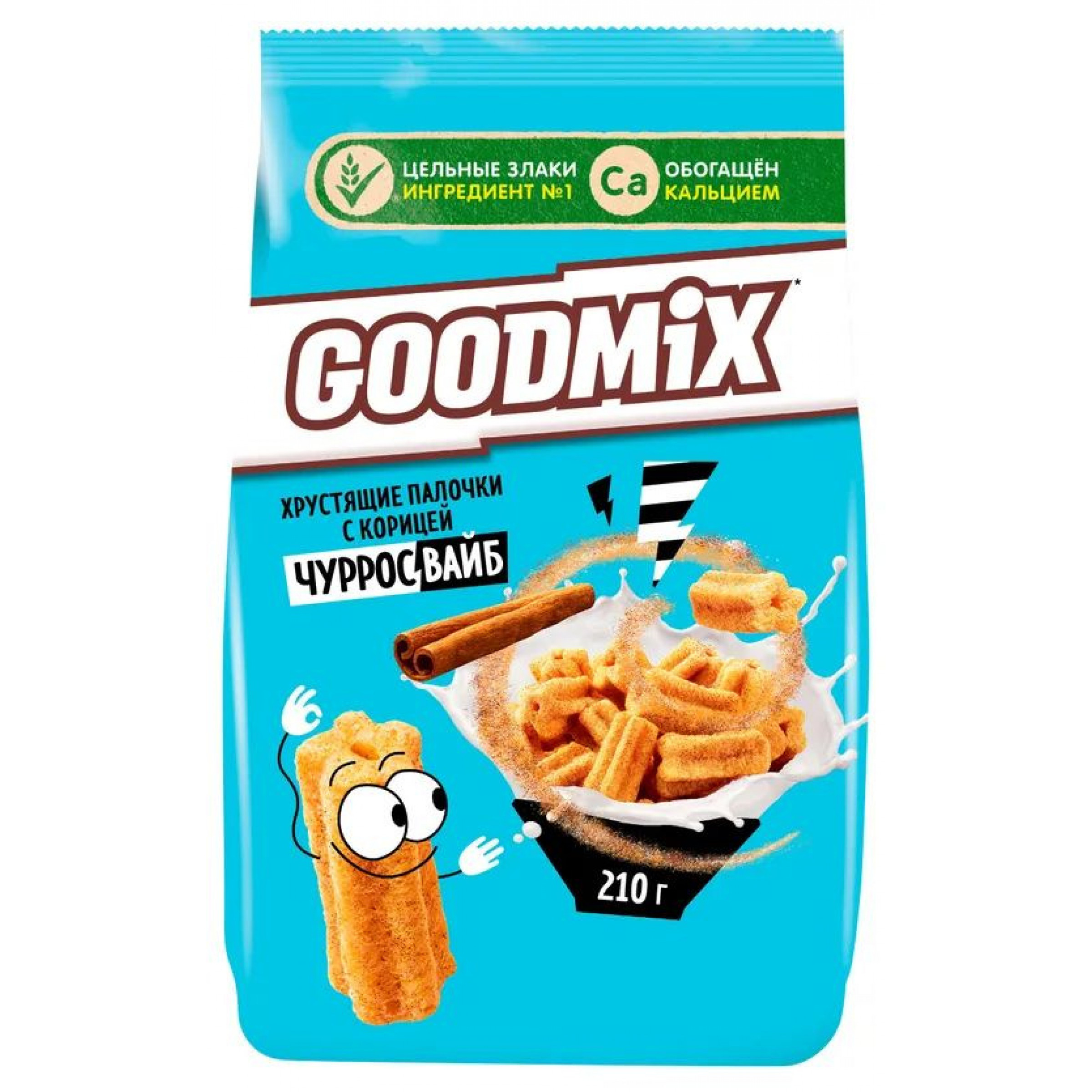 Готовый завтрак ЧУРРОСВАЙБ хрустящие палочки с корицей GoodMix, 210 г