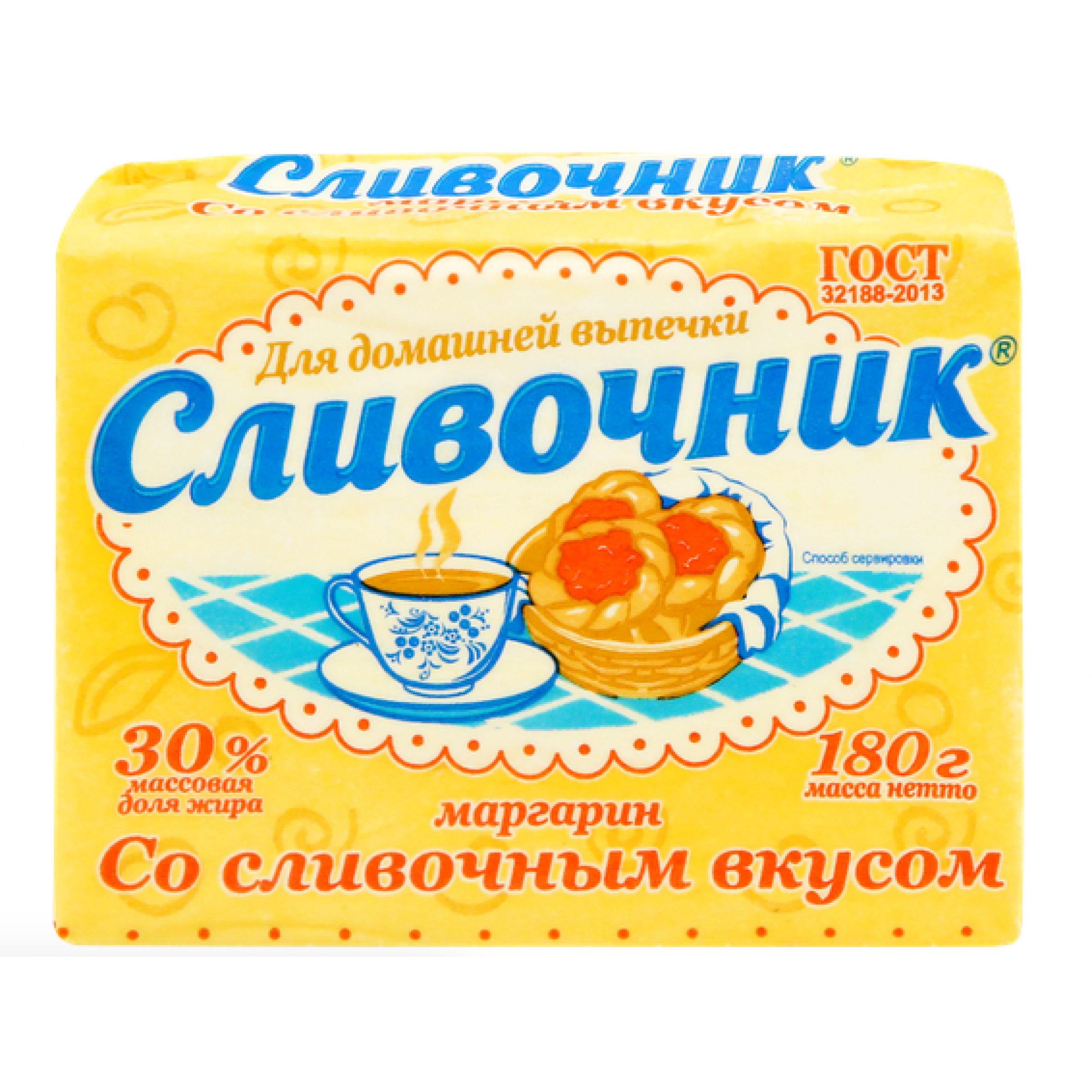 Маргарин Со сливочным вкусом мдж 30% пергамент 180 гр ТМ Сливочник