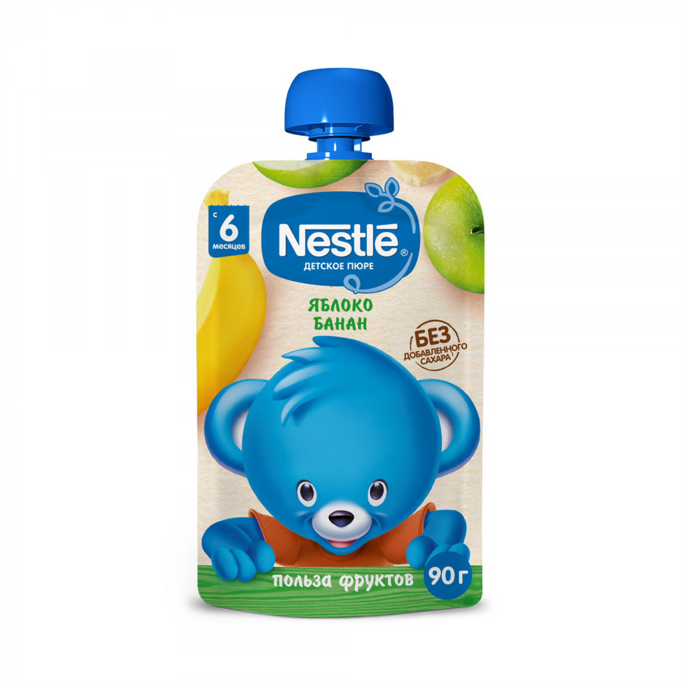 Пюре NESTLE Яблоко Банан в мягкой упаковке с 6 мес, 90гр