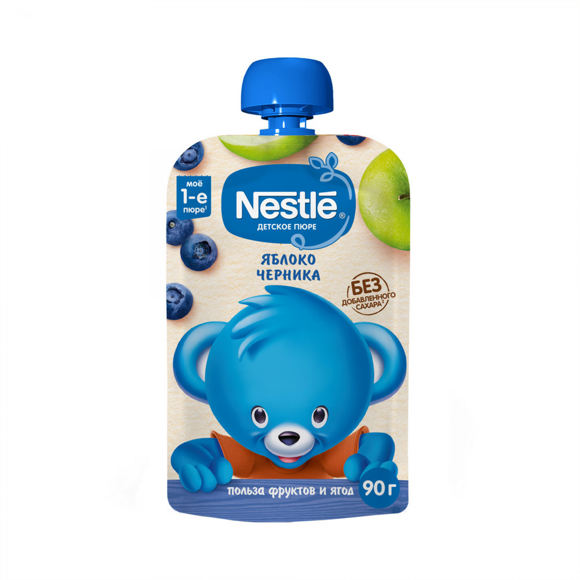 Фруктовое пюре Nestle яблоко и черника, 90 г