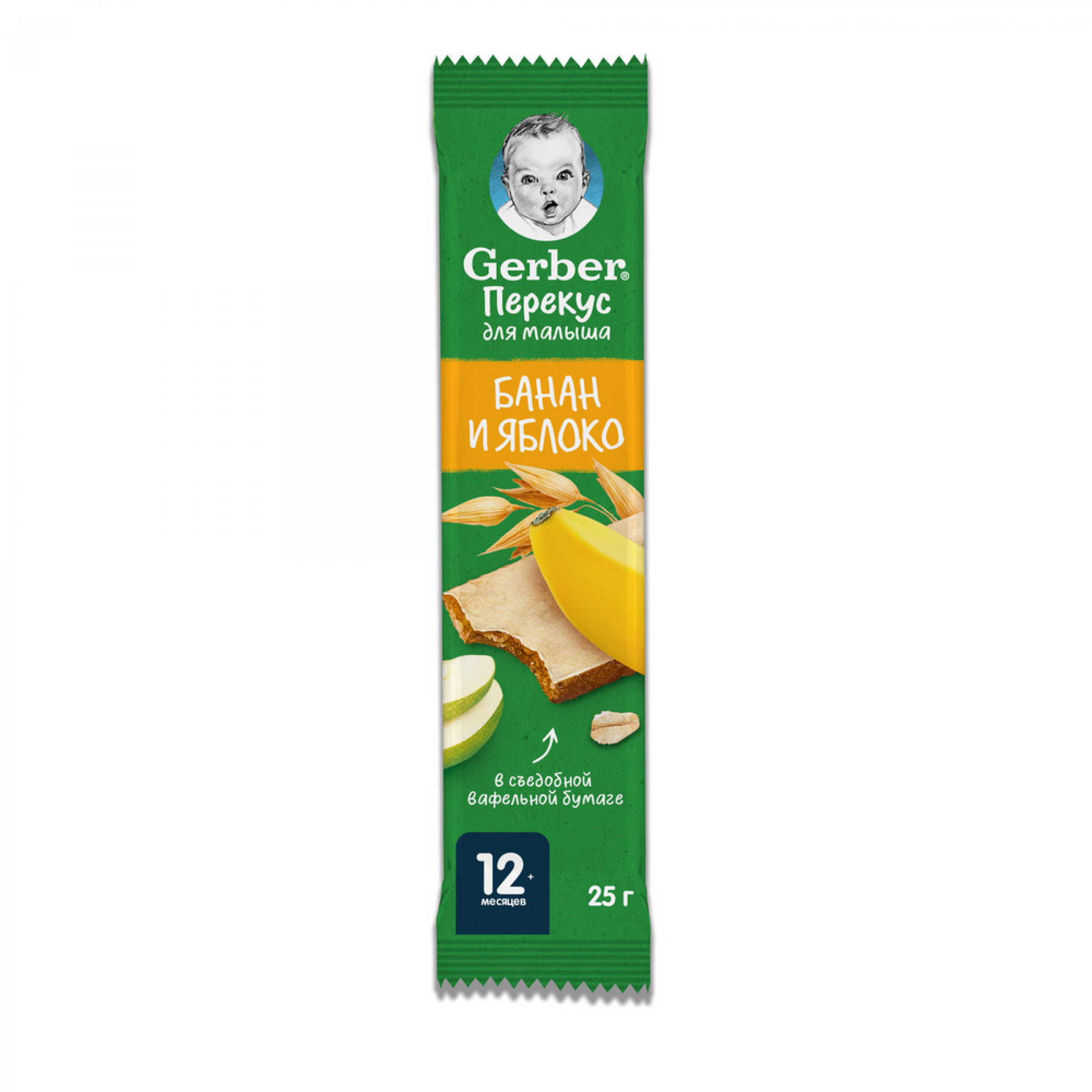 Фруктово-злаковый батончик Gerber с 12 месяцев с яблоком и бананом 25 г