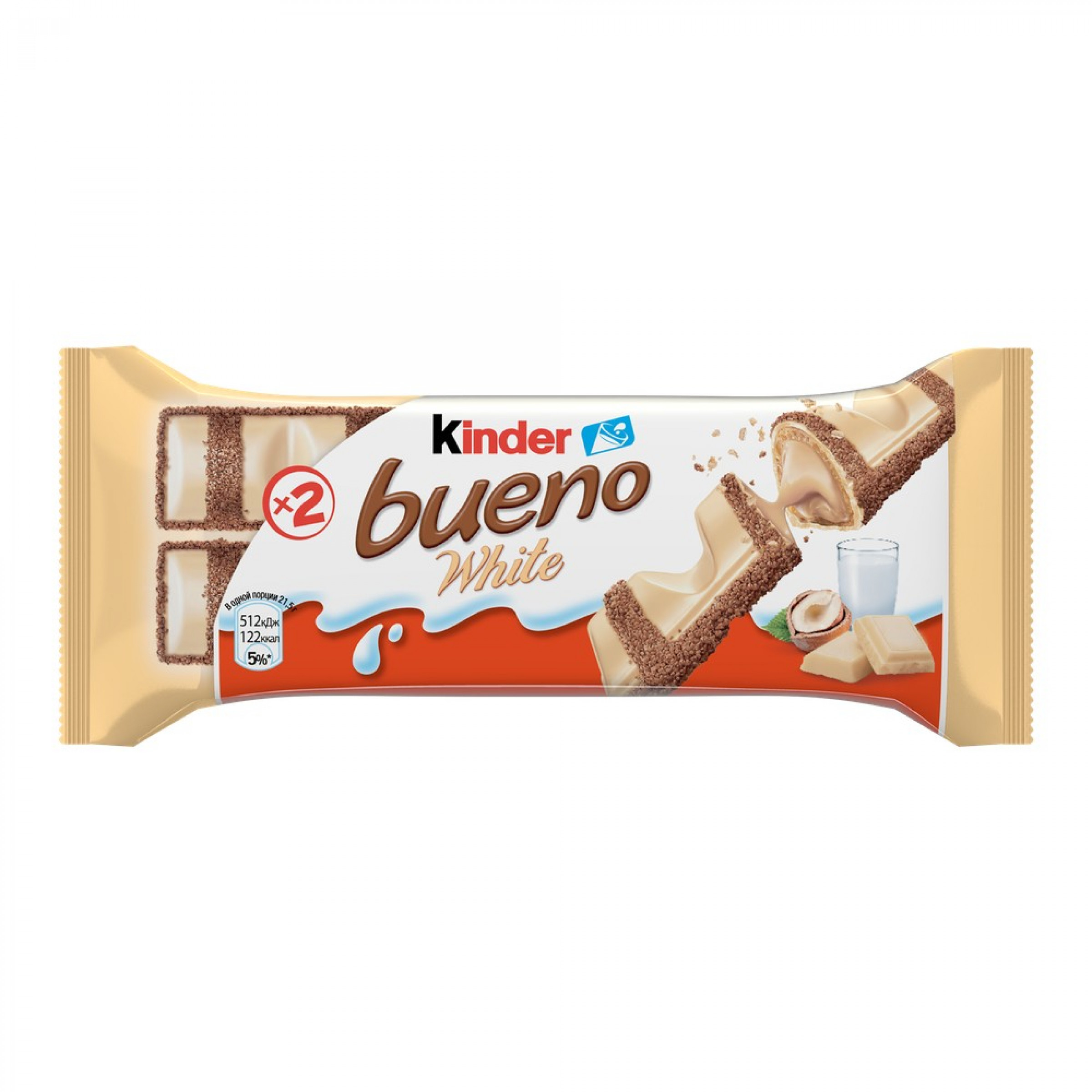 Вафельный батончик Kinder Bueno White, 39г