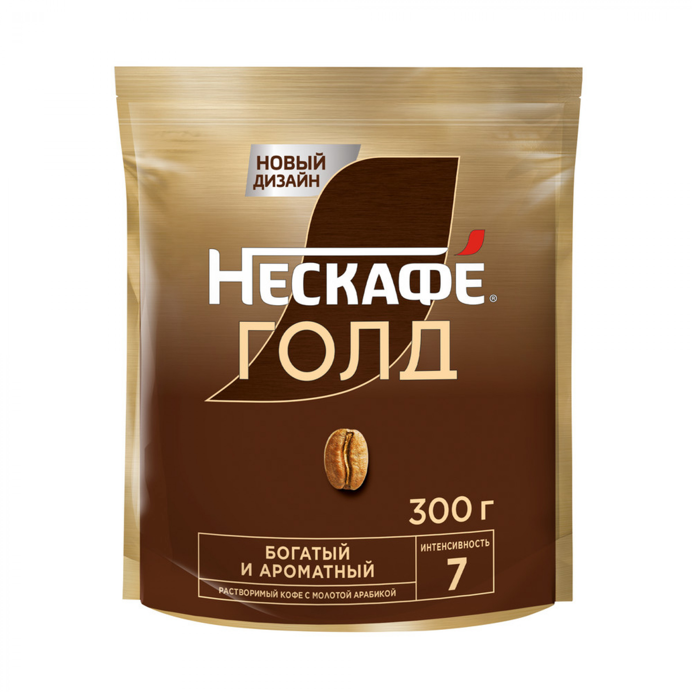 Кофе NESCAFE GOLD Натуральный растворимый с добавлением жареного, 300г пакет