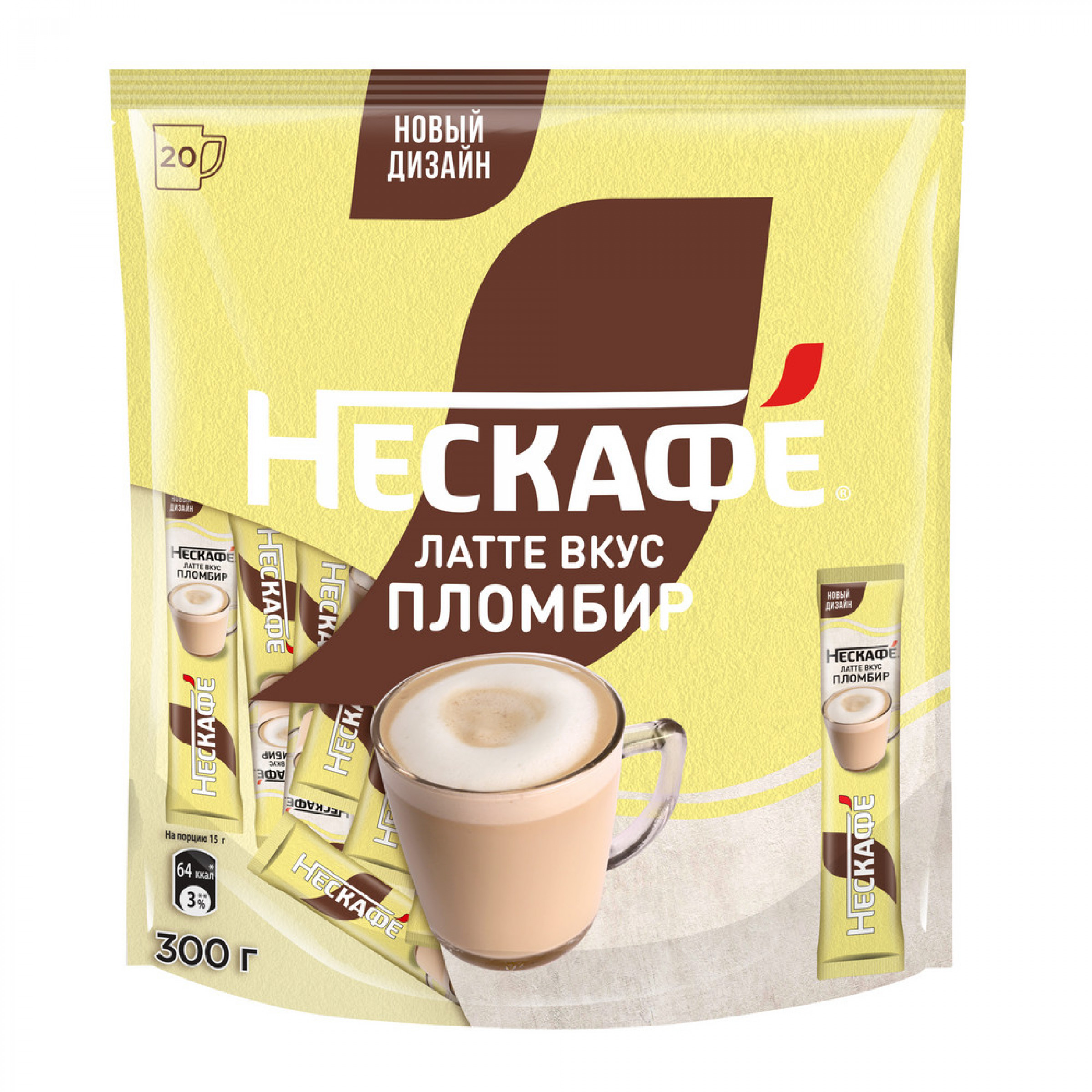 Растворимый кофейный напиток NESCAFE Латте Пломбир (20 порций по 15г)
