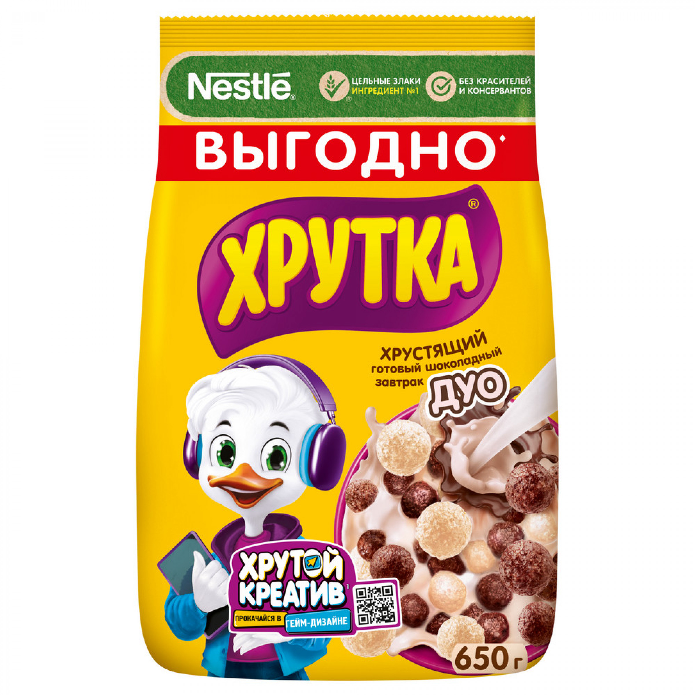 Готовый шоколадный завтрак ХРУТКА ДУО, обогащенный кальцием, 650г