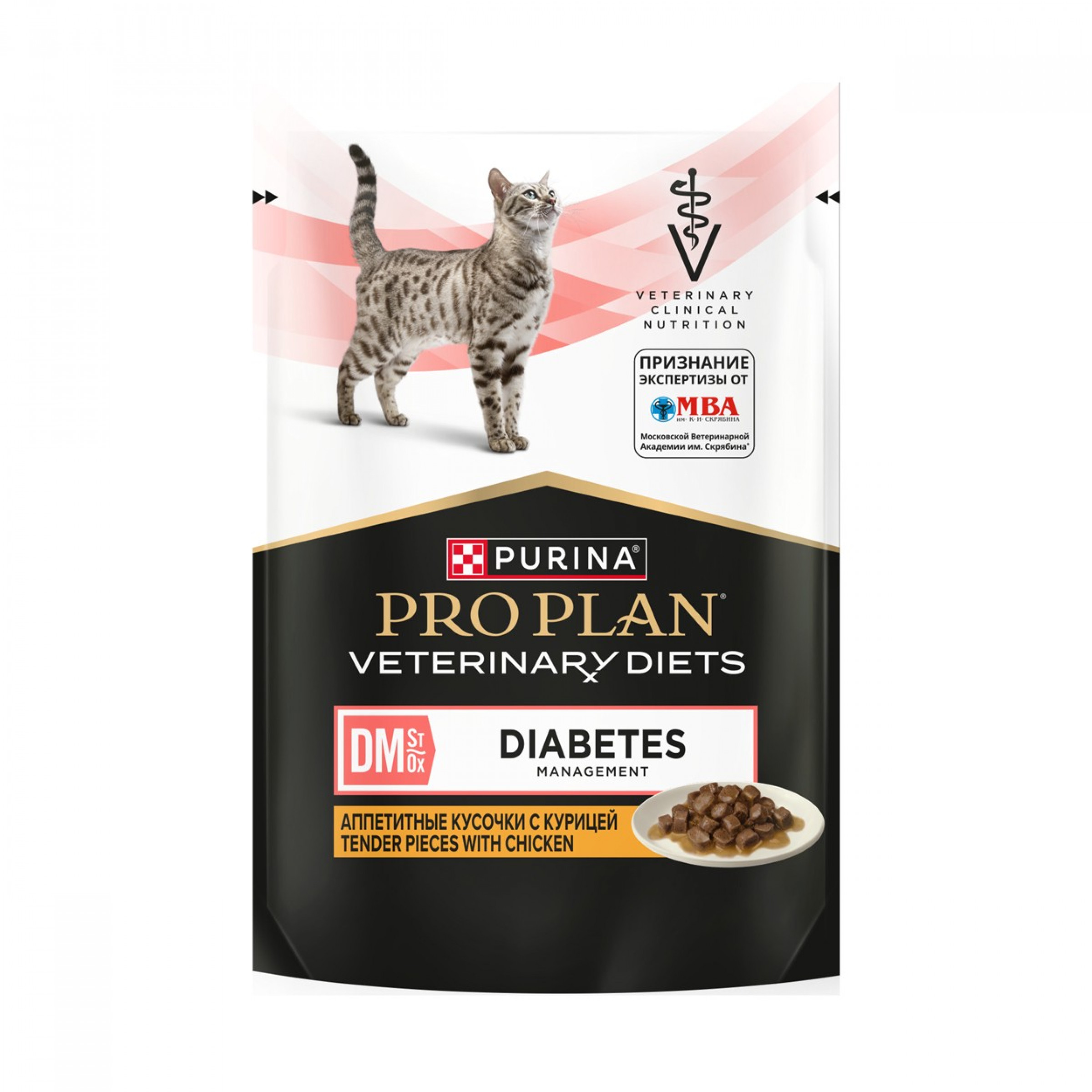 Лечебный корм для кошек Pro Plan Veterinary Diets DM ST/OX Diabetes Management при сахарном диабете с курицей в соусе, 85 г
