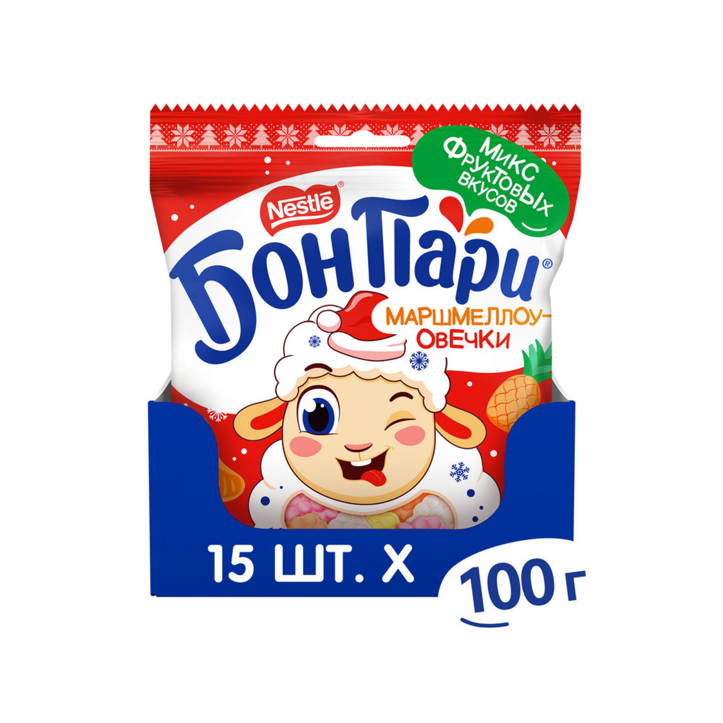 Маршмеллоу-овечки БОН ПАРИ, со вкусом фруктов, 100г