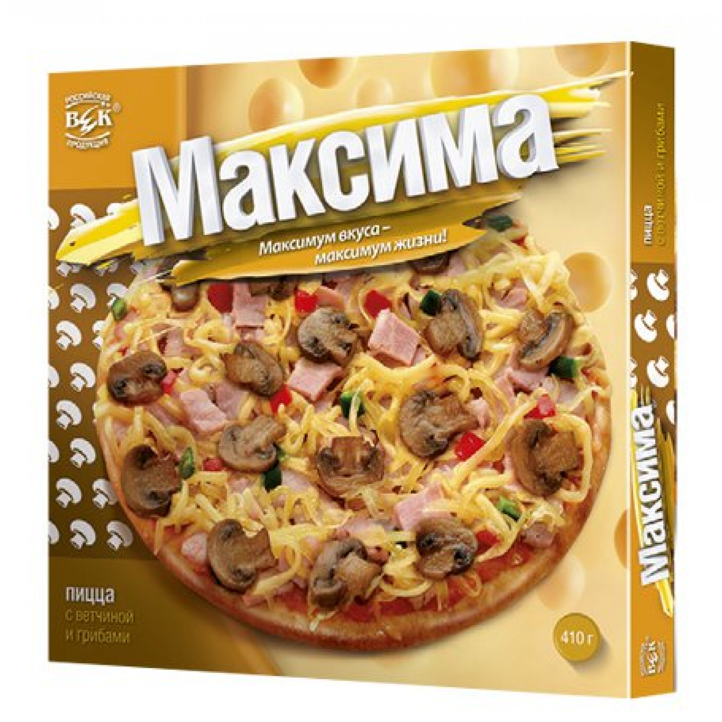Пицца Максима с ветчиной и грибами в коробочке, 410гр