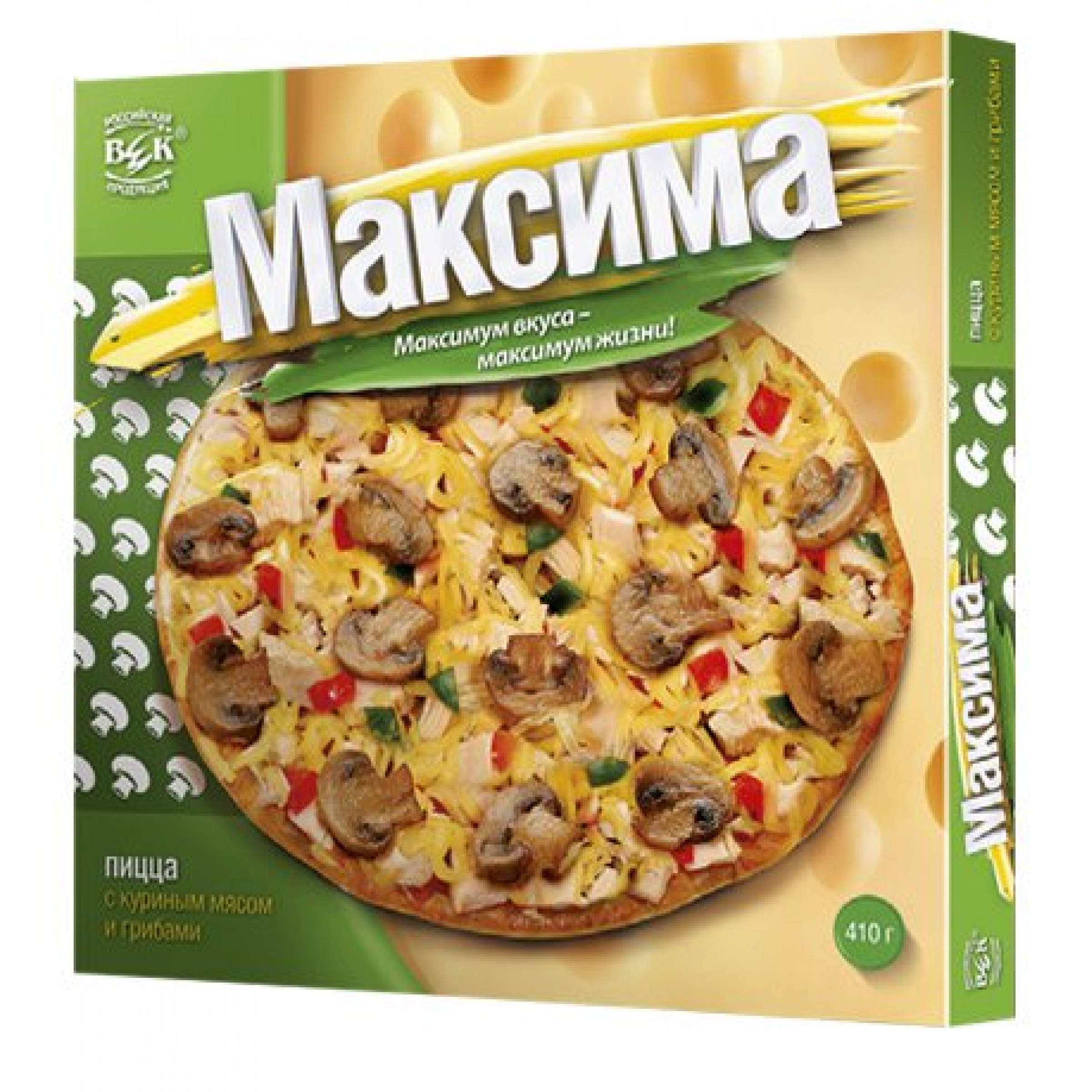 Пицца Максима с куриным мясом и грибами в коробочке, 410гр