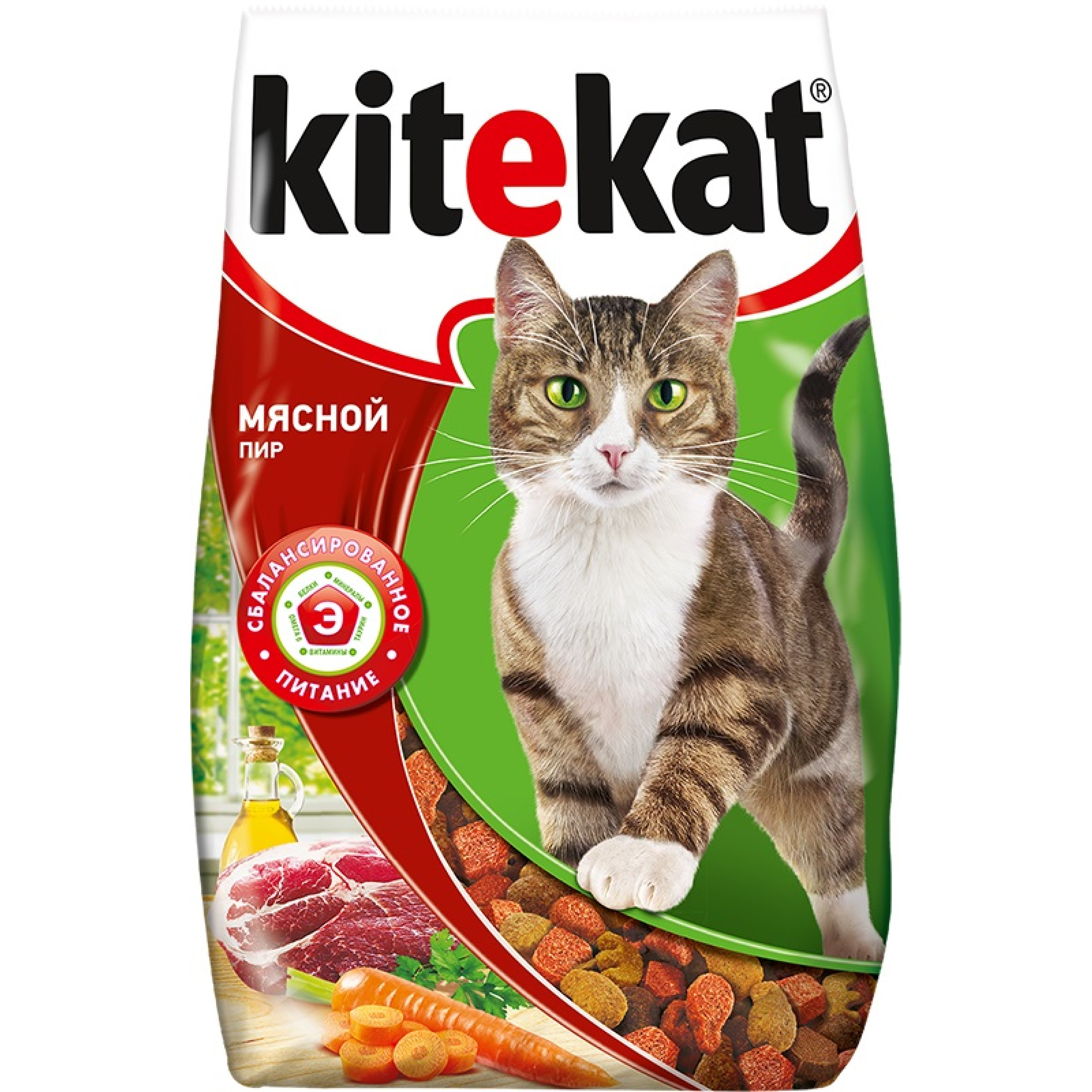 Сухой корм для кошек Kitekat Мясной пир, 1,9 кг