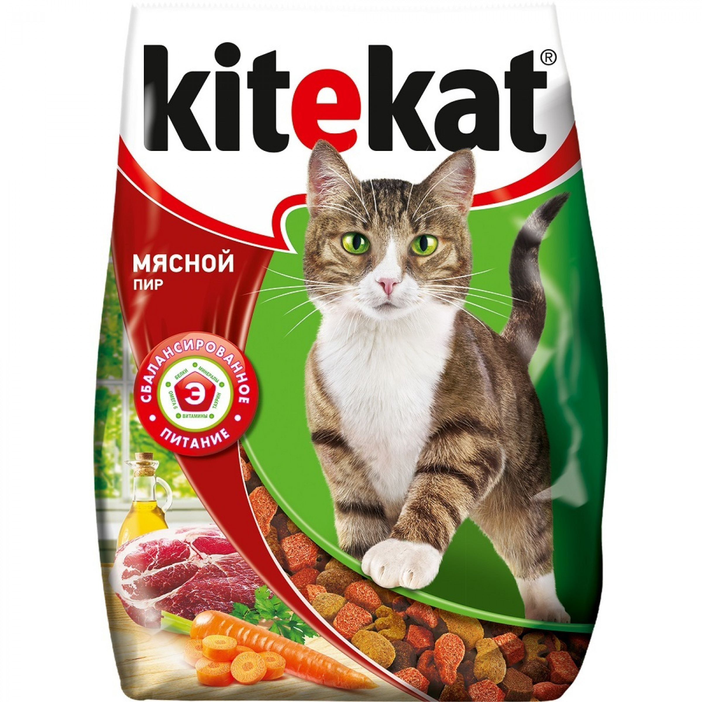 Сухой корм для кошек Kitekat Мясной Пир, 350 г