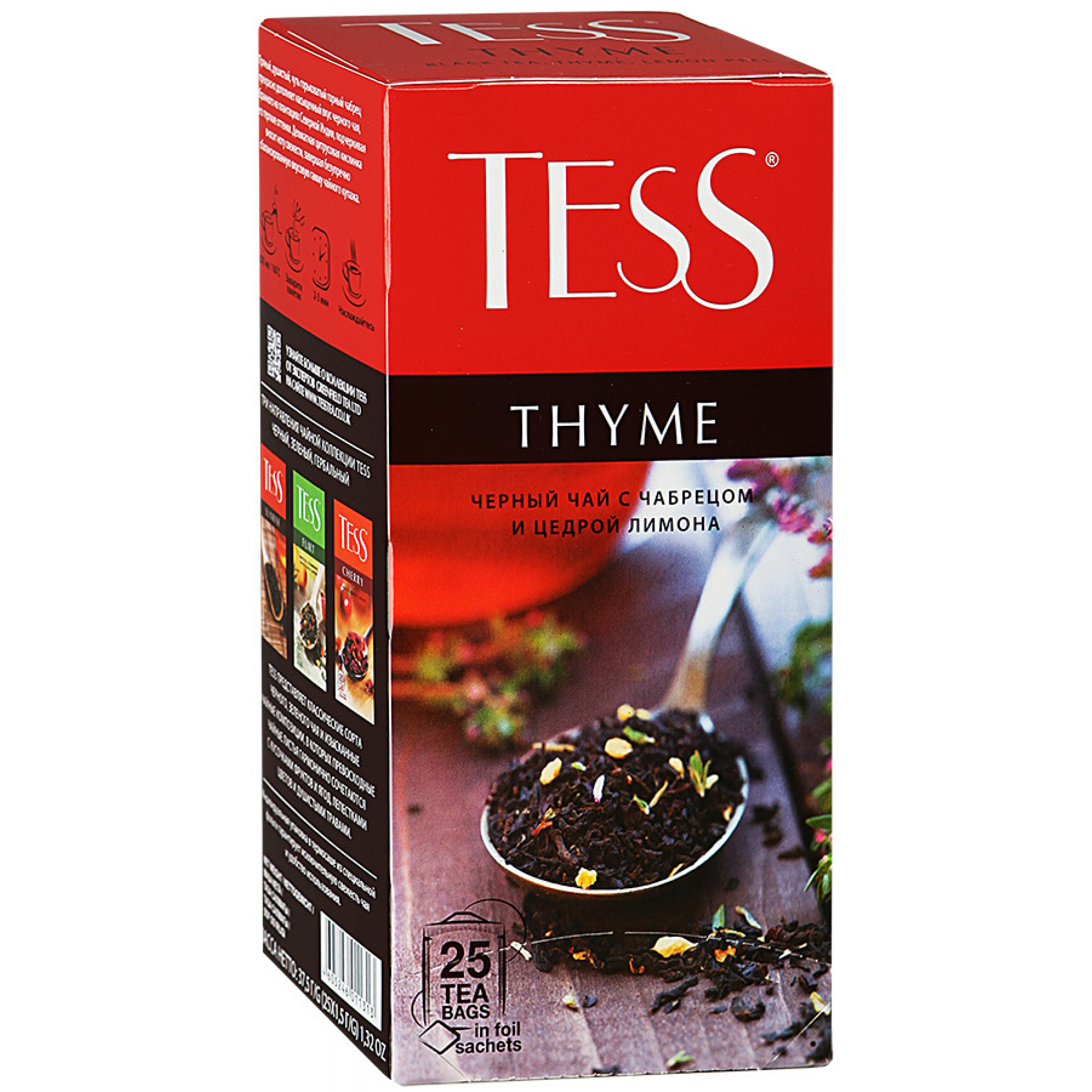 Чай черный Тайм Tess с ароматом чабреца и лимона, 25 пакетиков