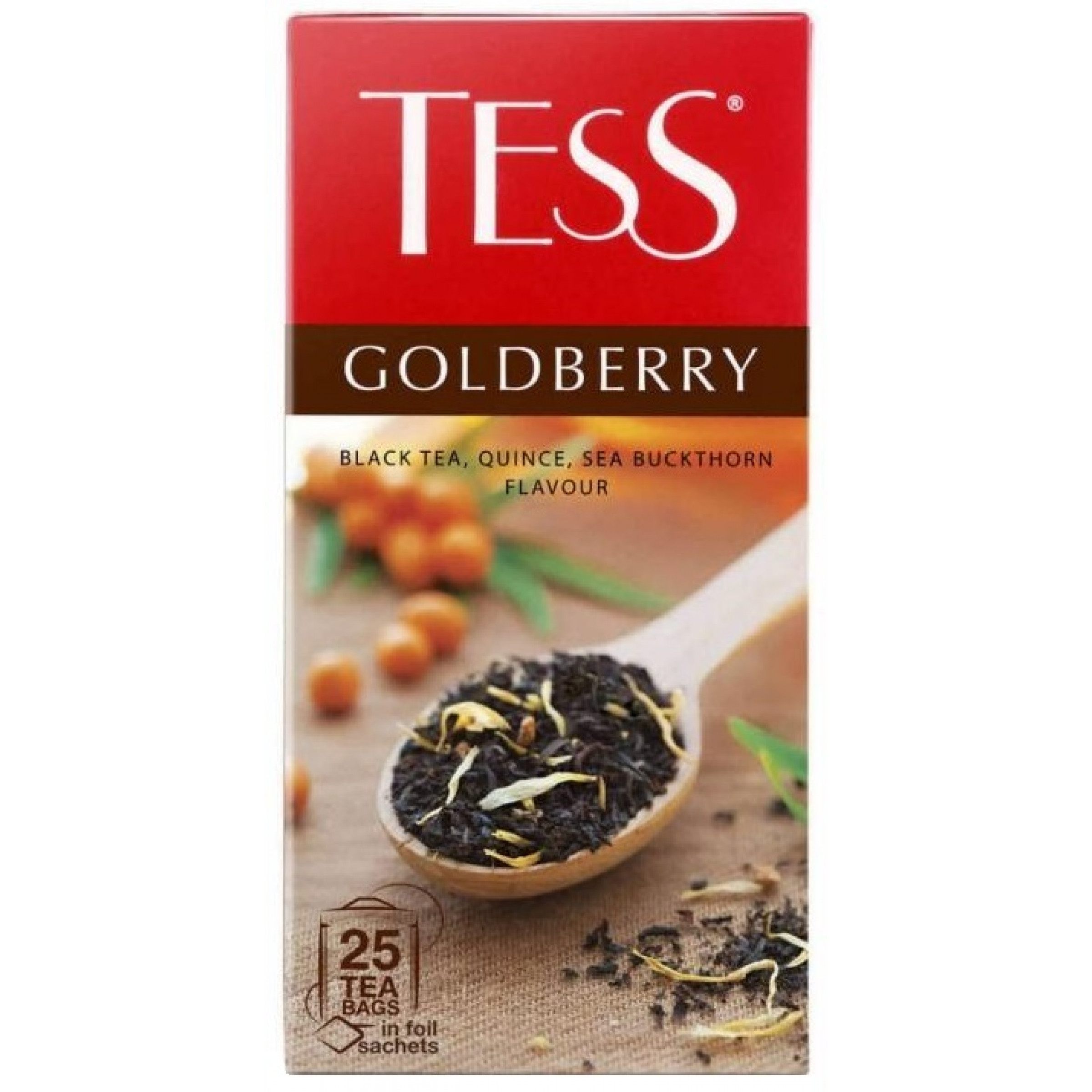 Чай черный Tess Голдберри с ароматом айвы и облепихи, 25 пакетиков