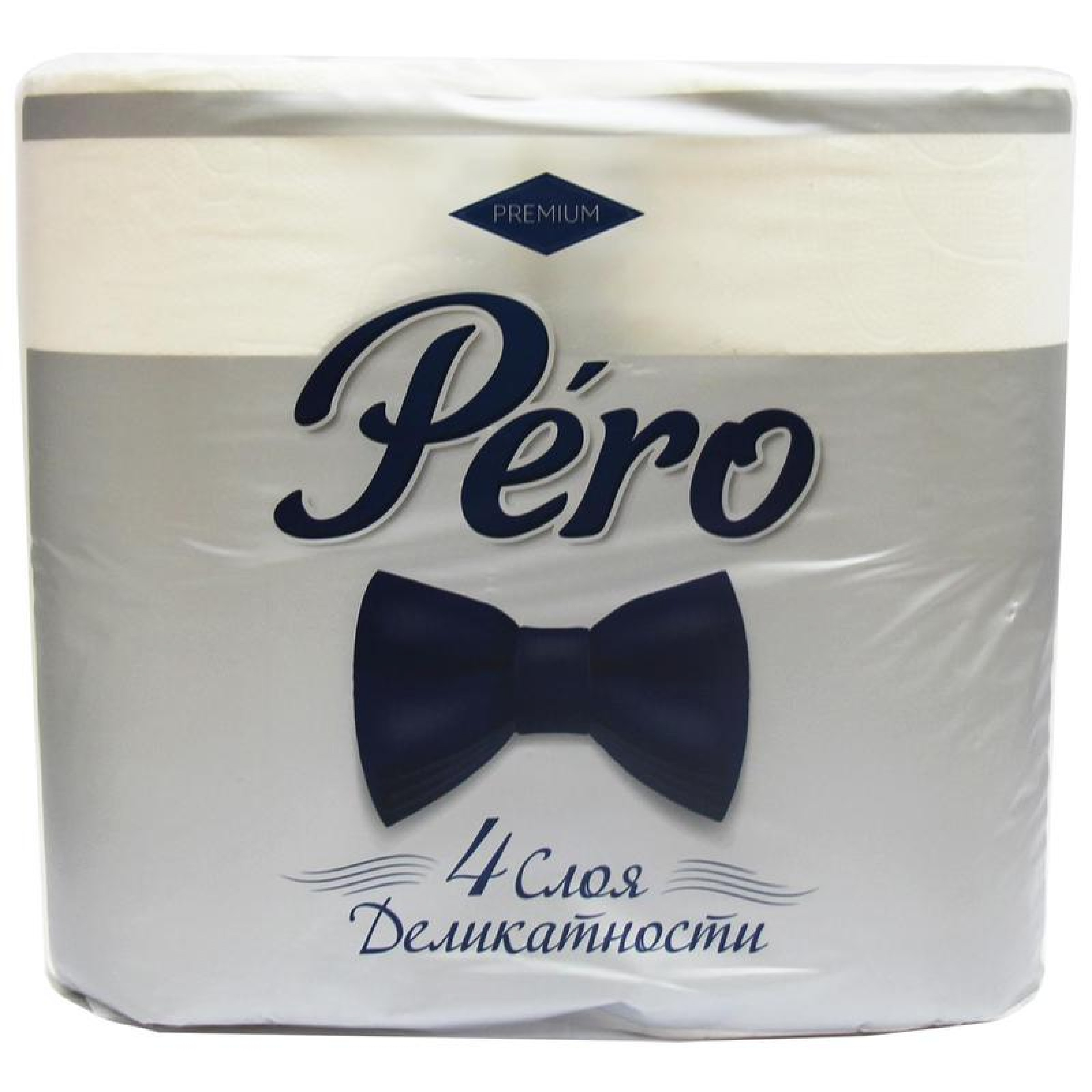 Туалетная бумага PERO белая 4-х слойная, 4 рулона