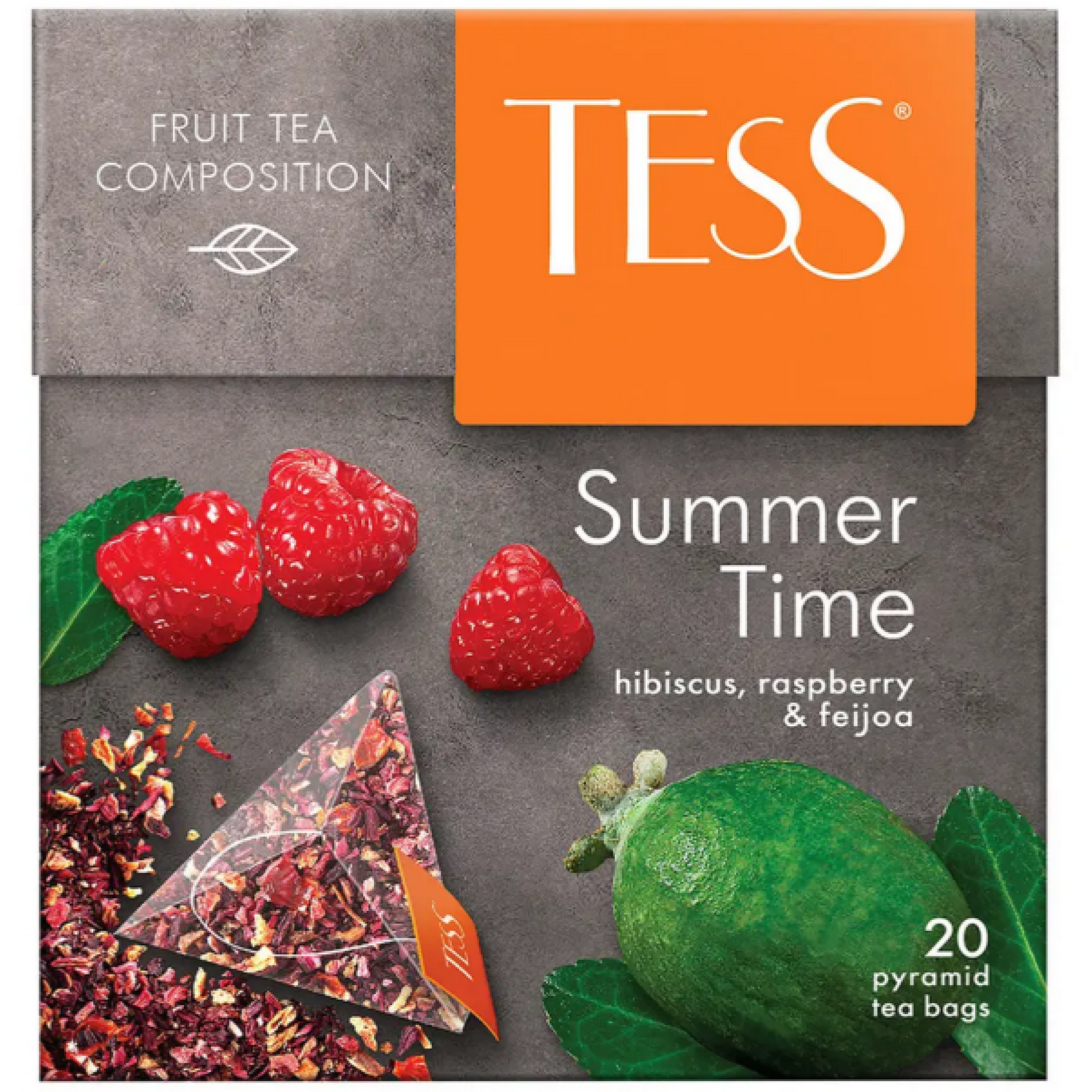 Чайный напиток Summer Time Tess с ароматом малины и фейхоа 20 пирамидок по 1,8 г