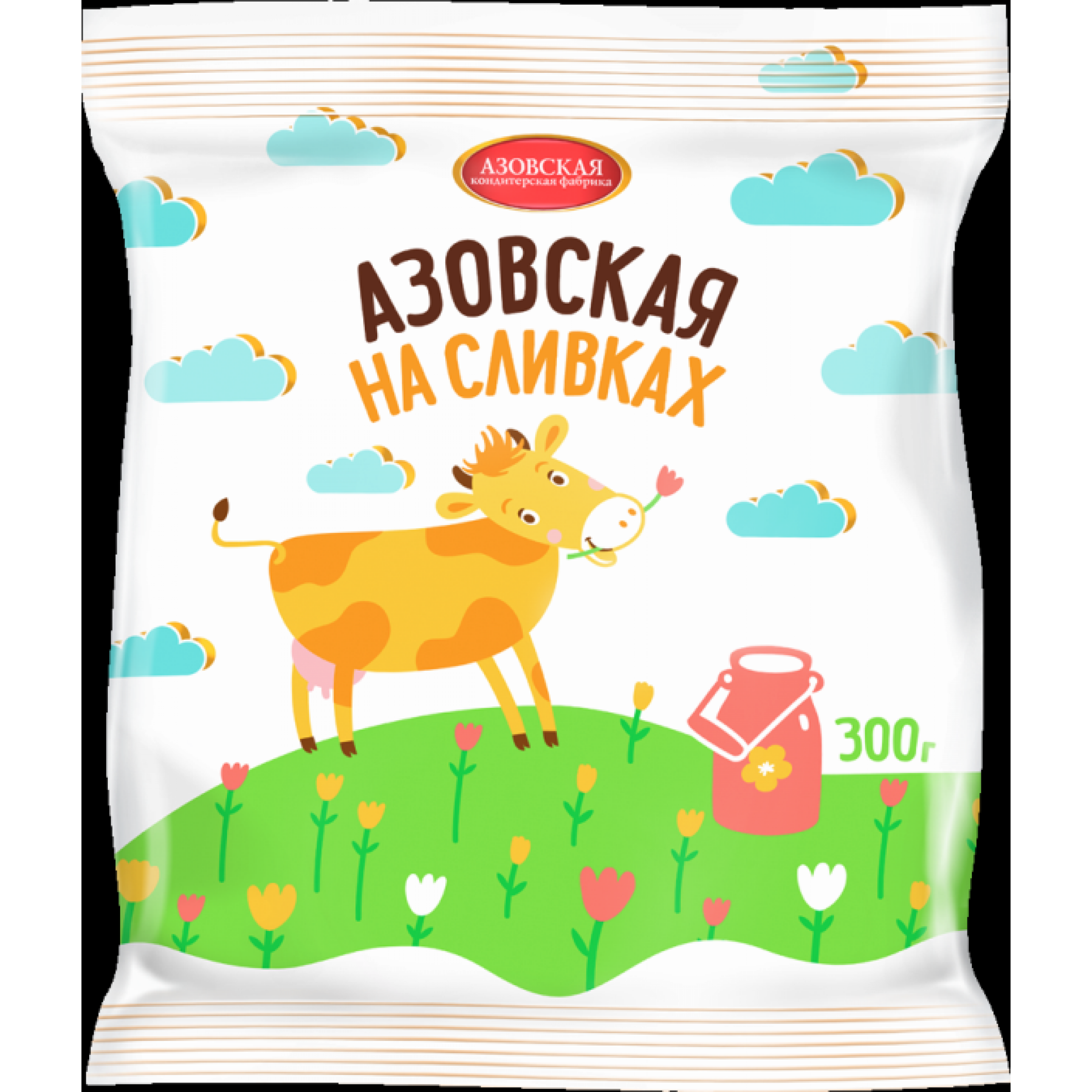 Молочные конфеты Азовская Коровка на сливках 300 г Азовская кондитерская фабрика