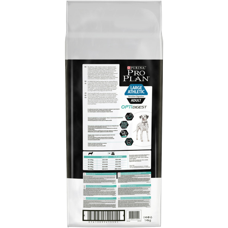 Сухой корм Pro Plan Large Athletic для взрослых собак крупных пород мощного телосложения с чувствительной кожей, с ягненком, 14 кг