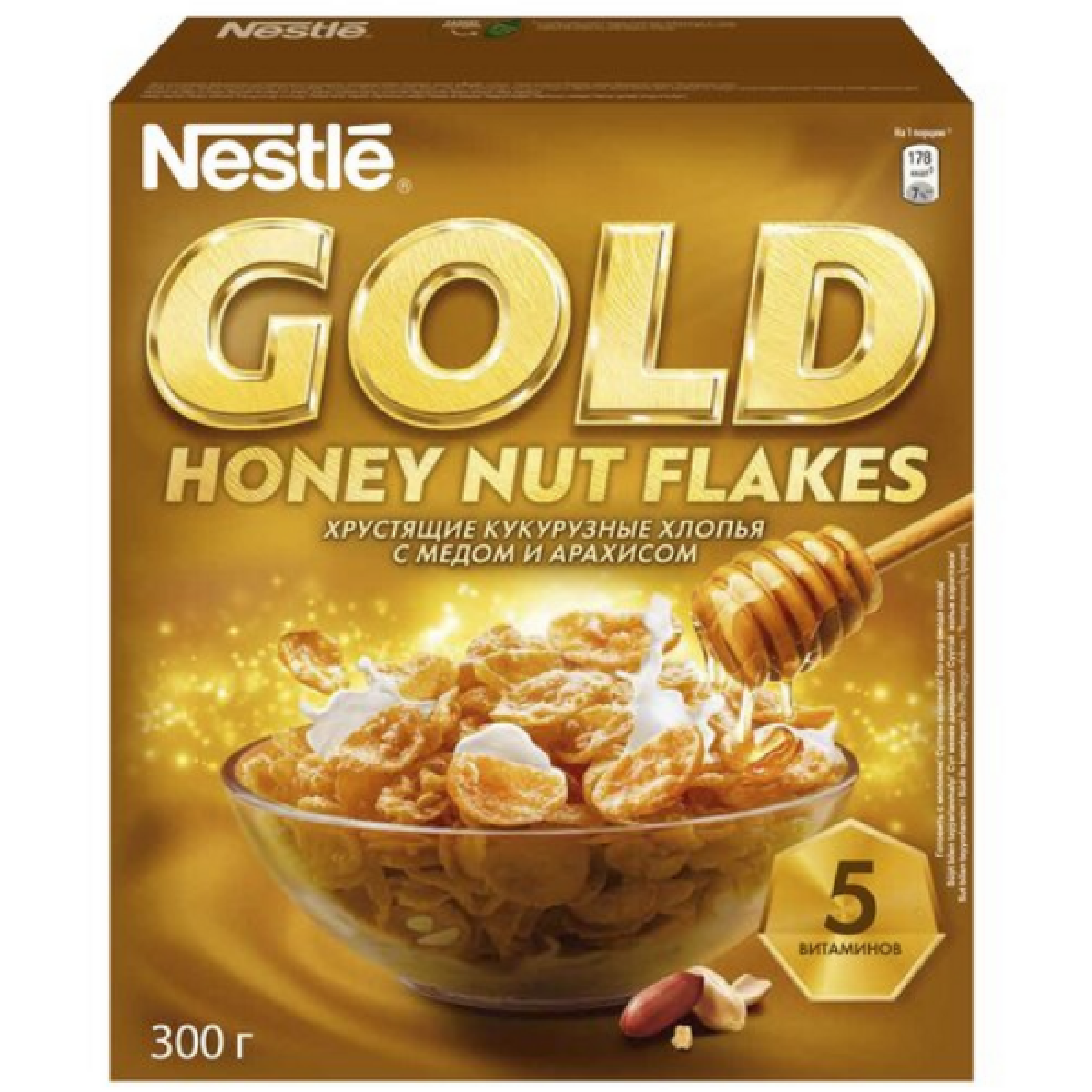 Готовый завтрак Nestle Gold Honey Nut Flakes с медом и арахисом 300 г