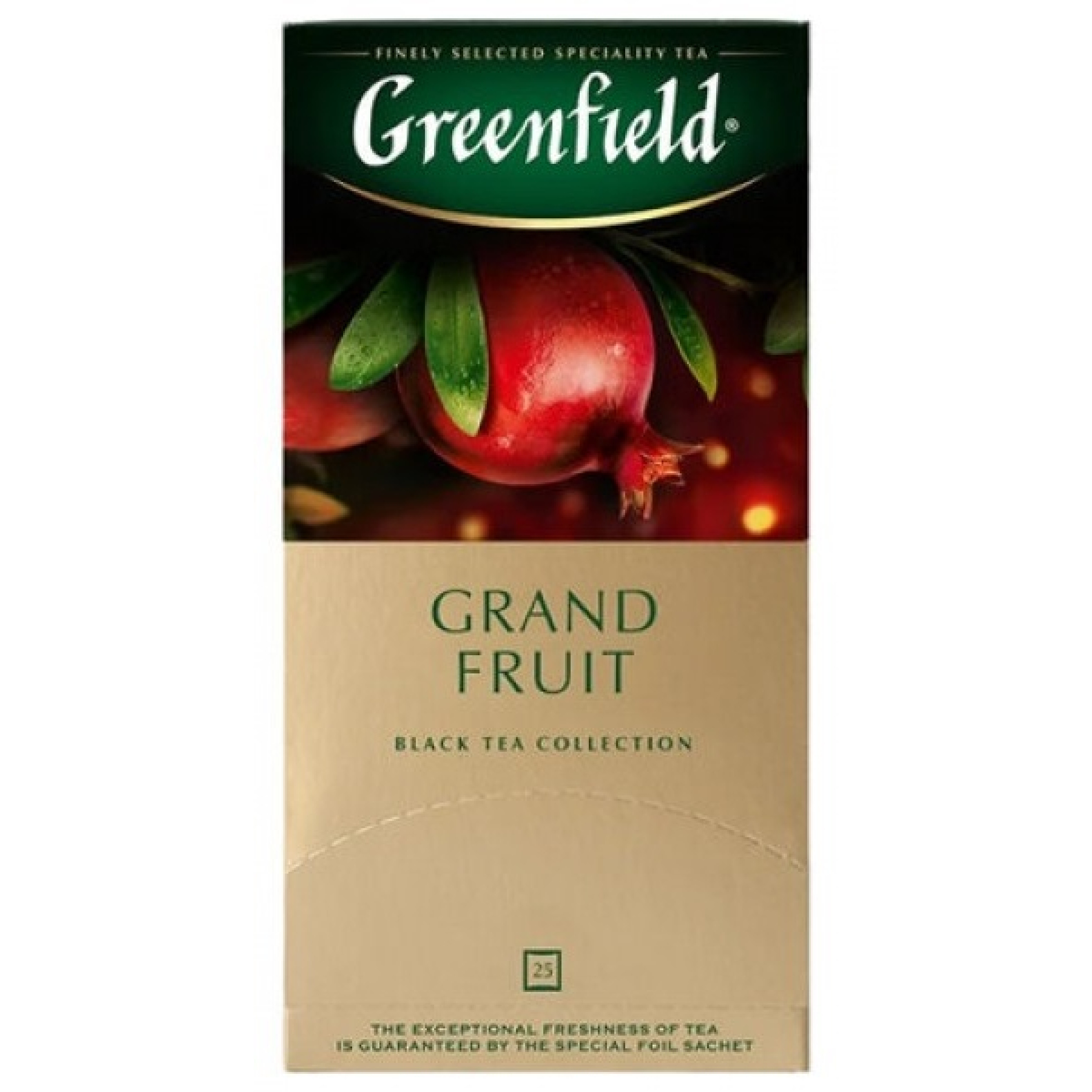 Чай черный Grand Fruit Greenfield с корочками граната, гибискусом и розмарином, 25 пакетиков по 1.5 гр