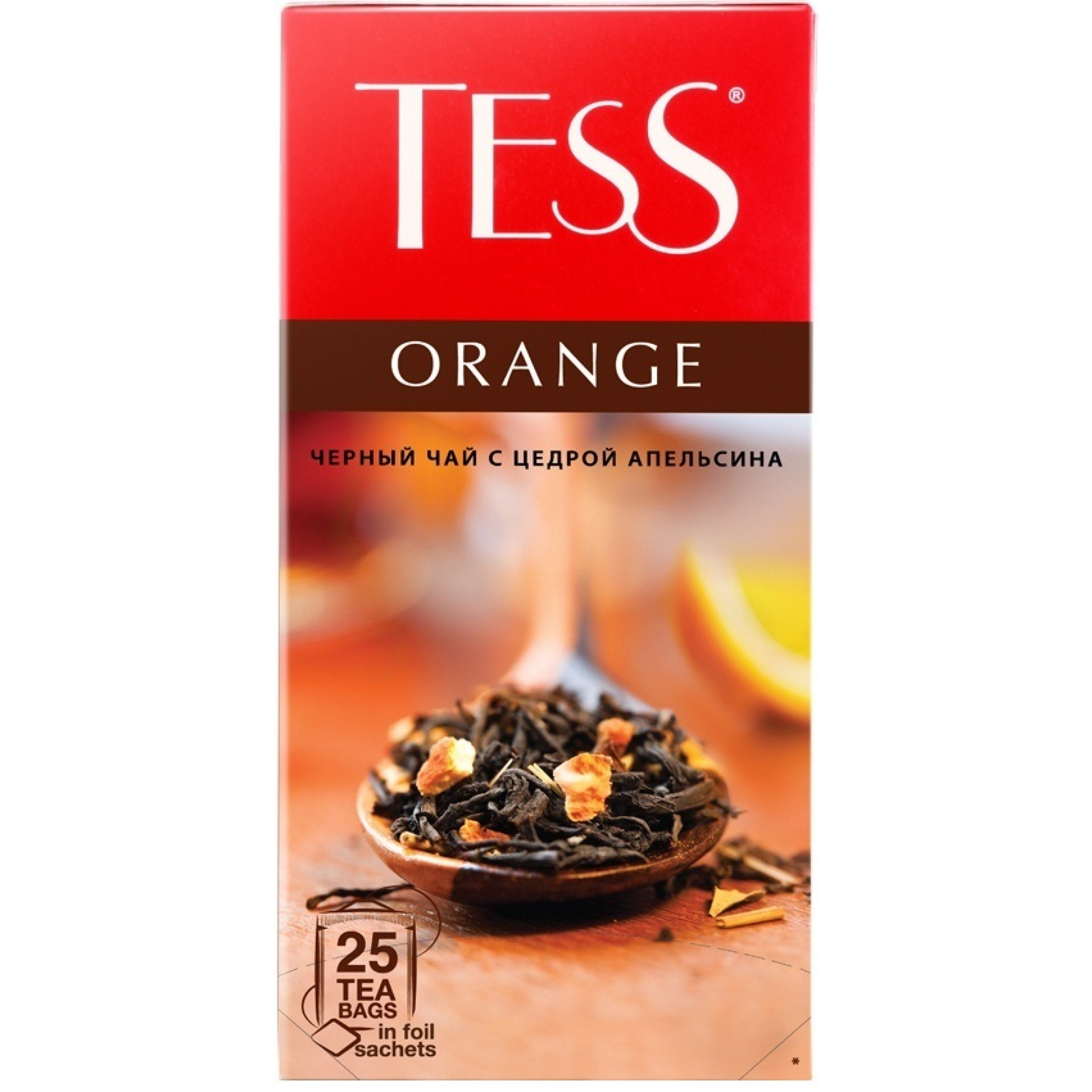 Чай черный Orange с цедрой апельсина Tess, 25 шт * 1,5 г