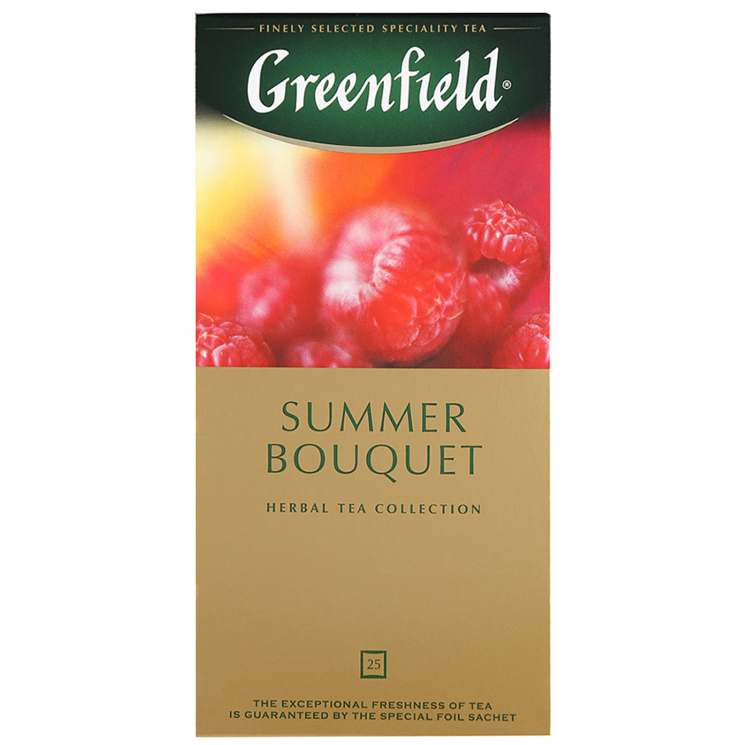 Чайный напиток со вкусом и ароматом малины Summer Bouquet Greenfield 25 пакетиков по 1,5 г