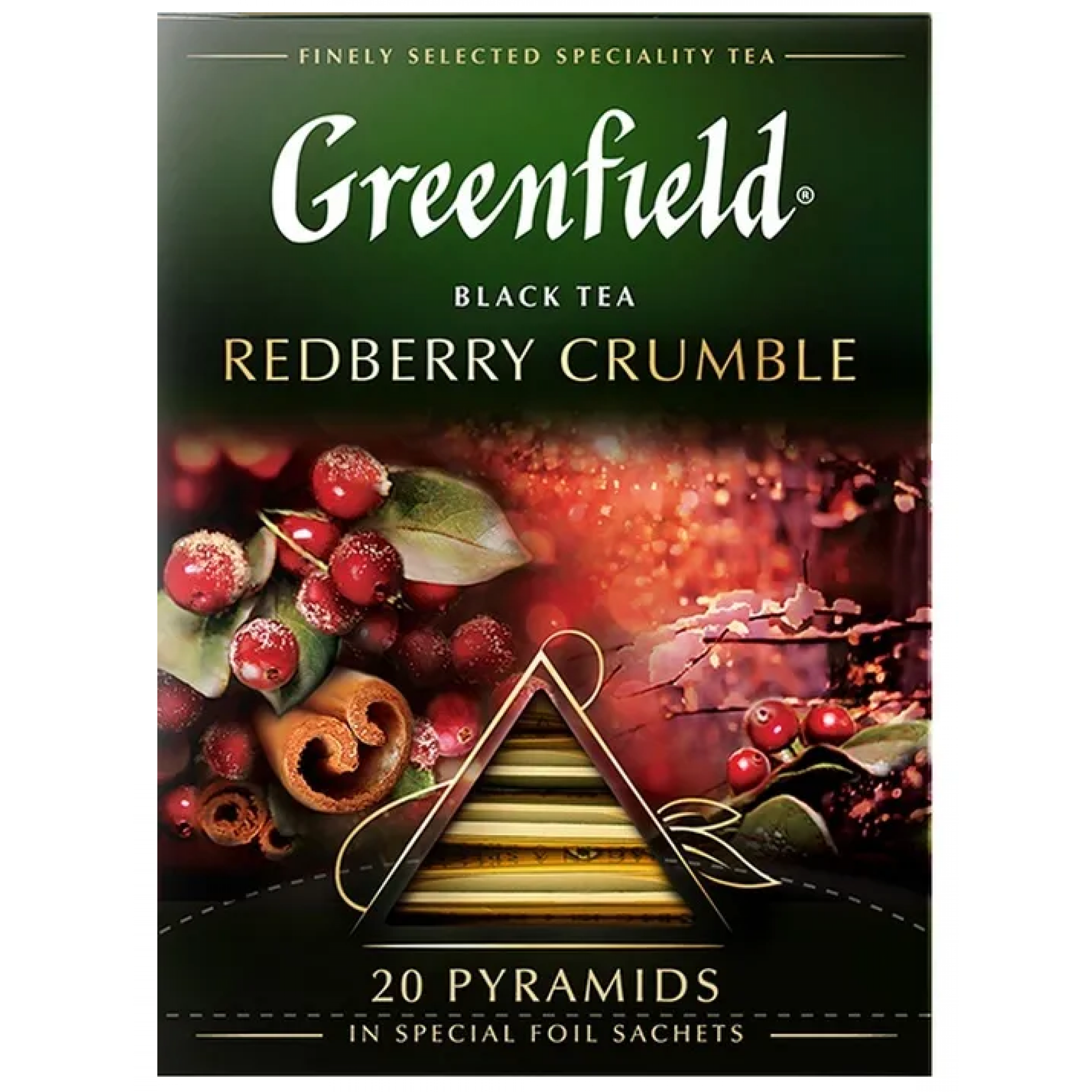 Чай черный Redberry Crumble с корицей и брусникой Greenfield, 20 шт * 1,8 г