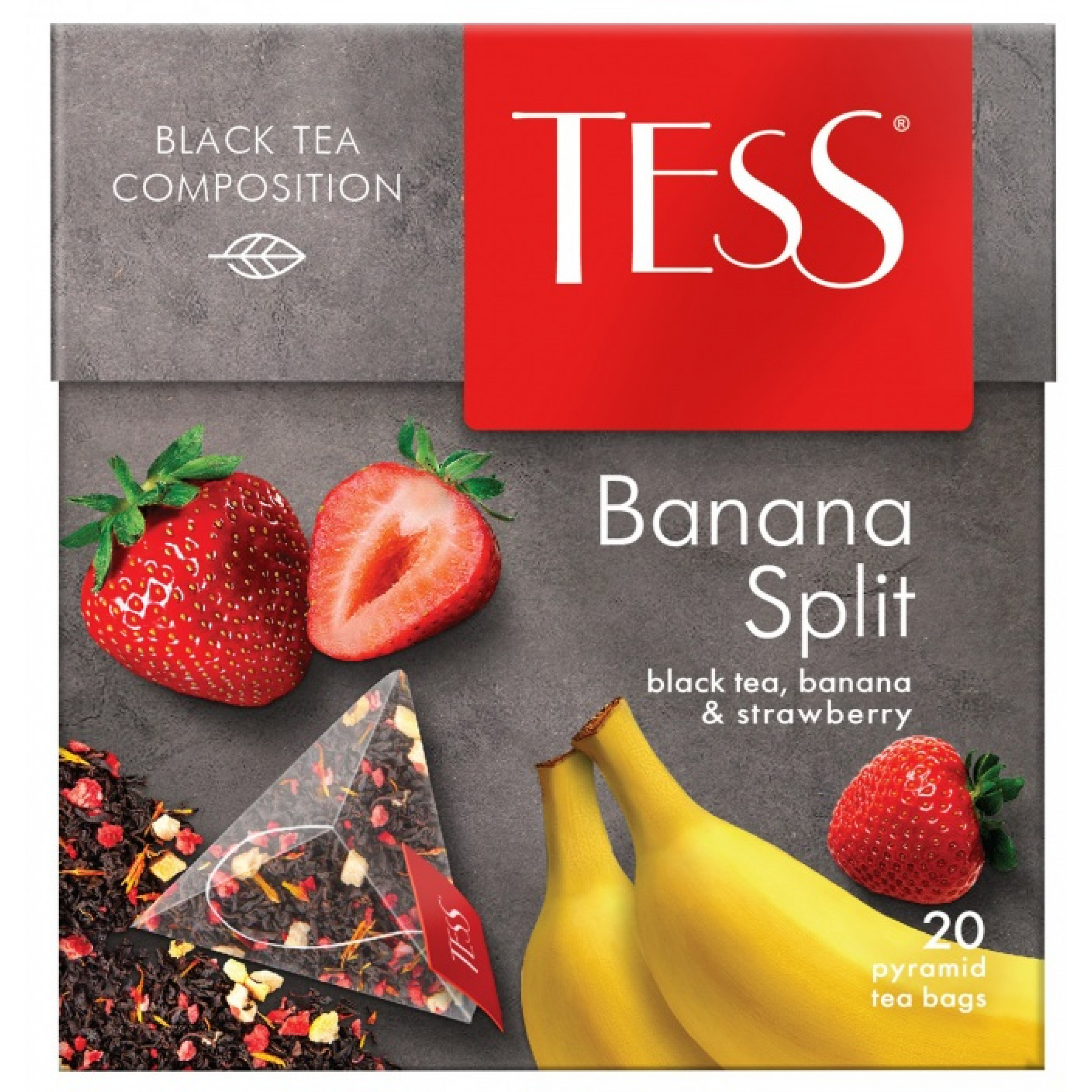 Чай черный Banana Split с бананом и клубникой Tess, 20 шт * 1,8 г