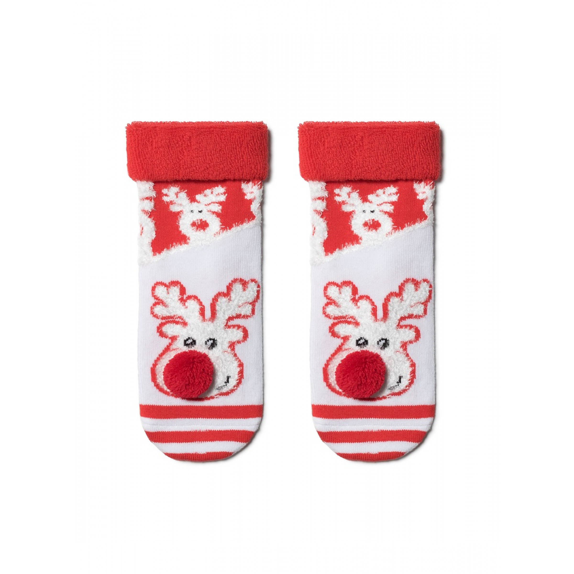 Носки детские новогодние бело-красные размер 20-23 CONTE, 1шт