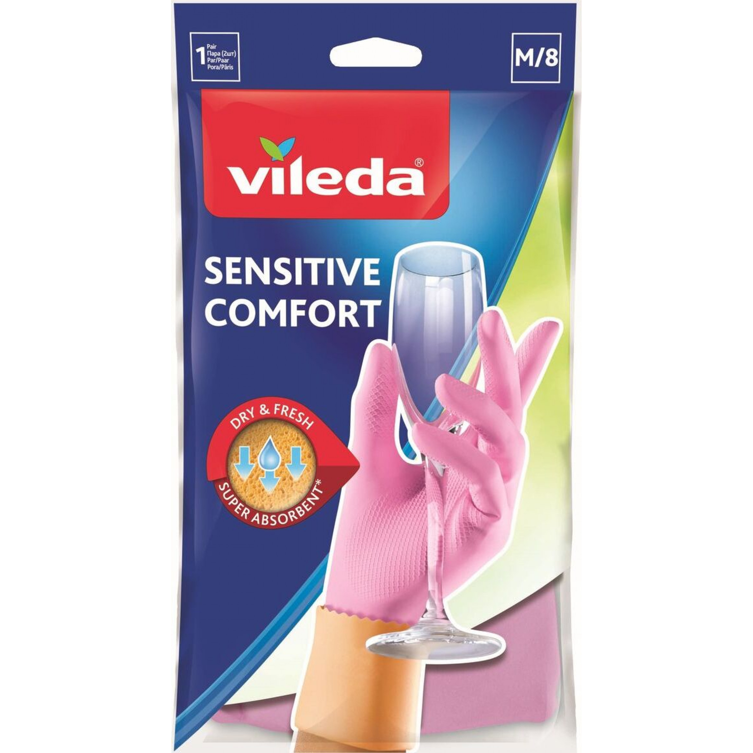 Перчатки для деликатных работ размер М sensitive Vileda, 1шт