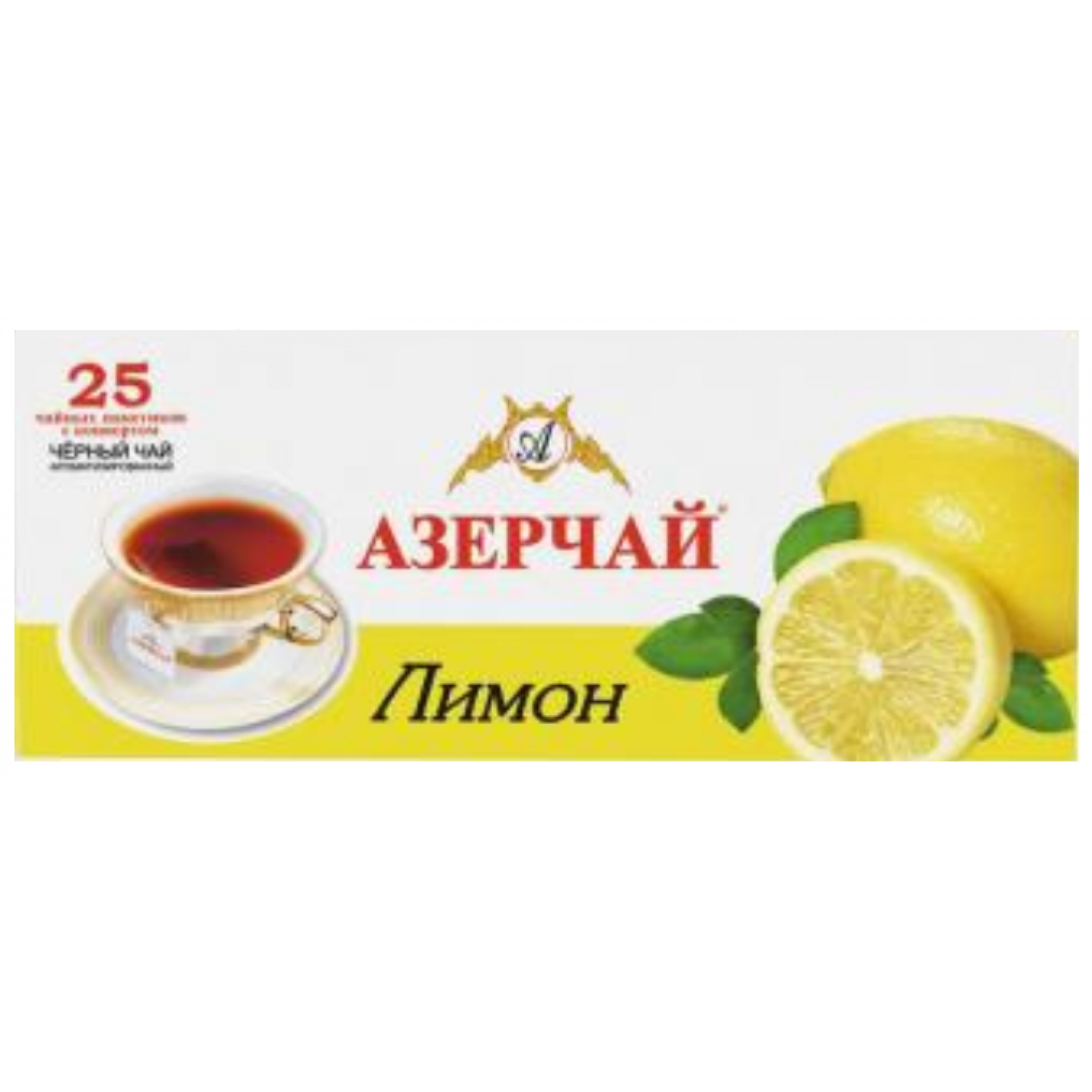 Чай черный Азерчай в пакетиках с лимоном, 25 пакетиков