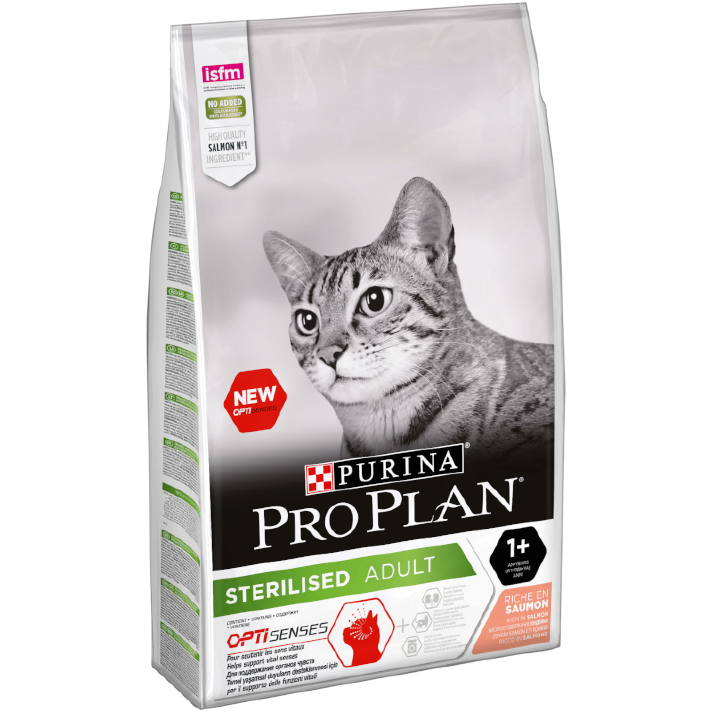 Сухой корм Pro Plan для взрослых стерилизованных кошек и кастрированных котов для поддержания органов чувств с лососем, 10 кг