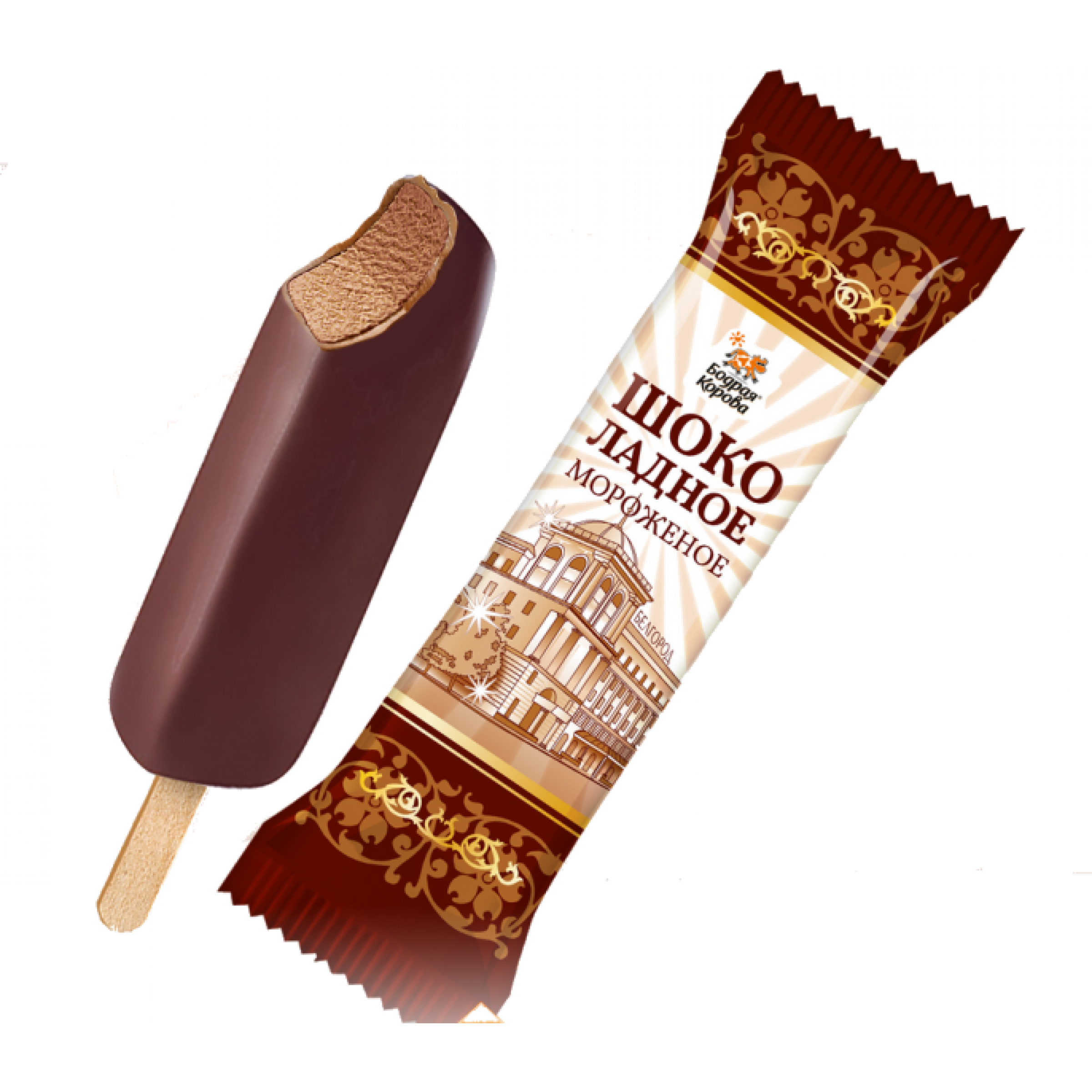 Мороженное Эскимо Шоколадное Бодрая корова в шоколадной глазури, 50 г