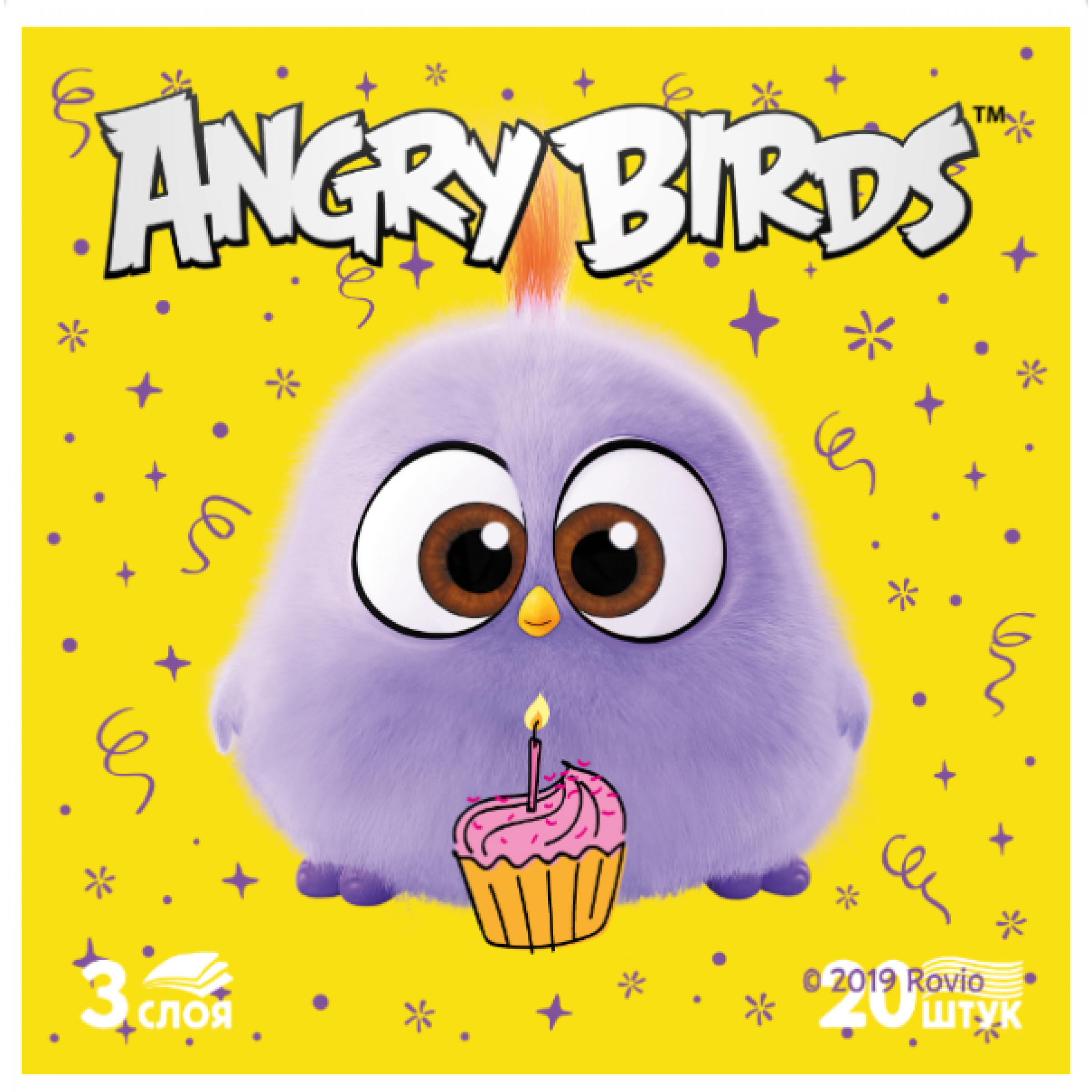 Салфетки бумажные Лилия Angry Birds 3-слойные 33*33 см, 20 листов