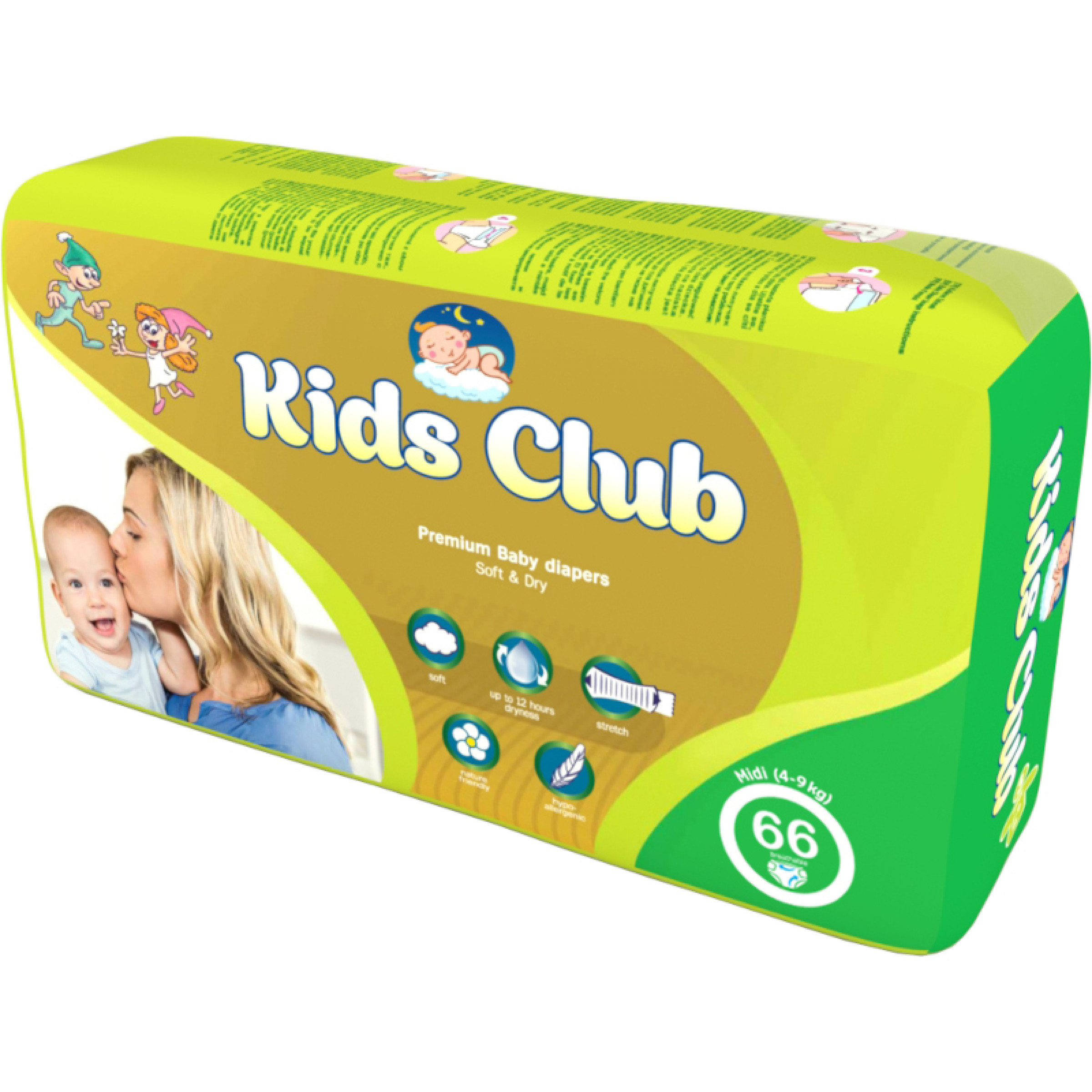 Подгузники Kids Club Рremium 4-9 кг, 66 шт