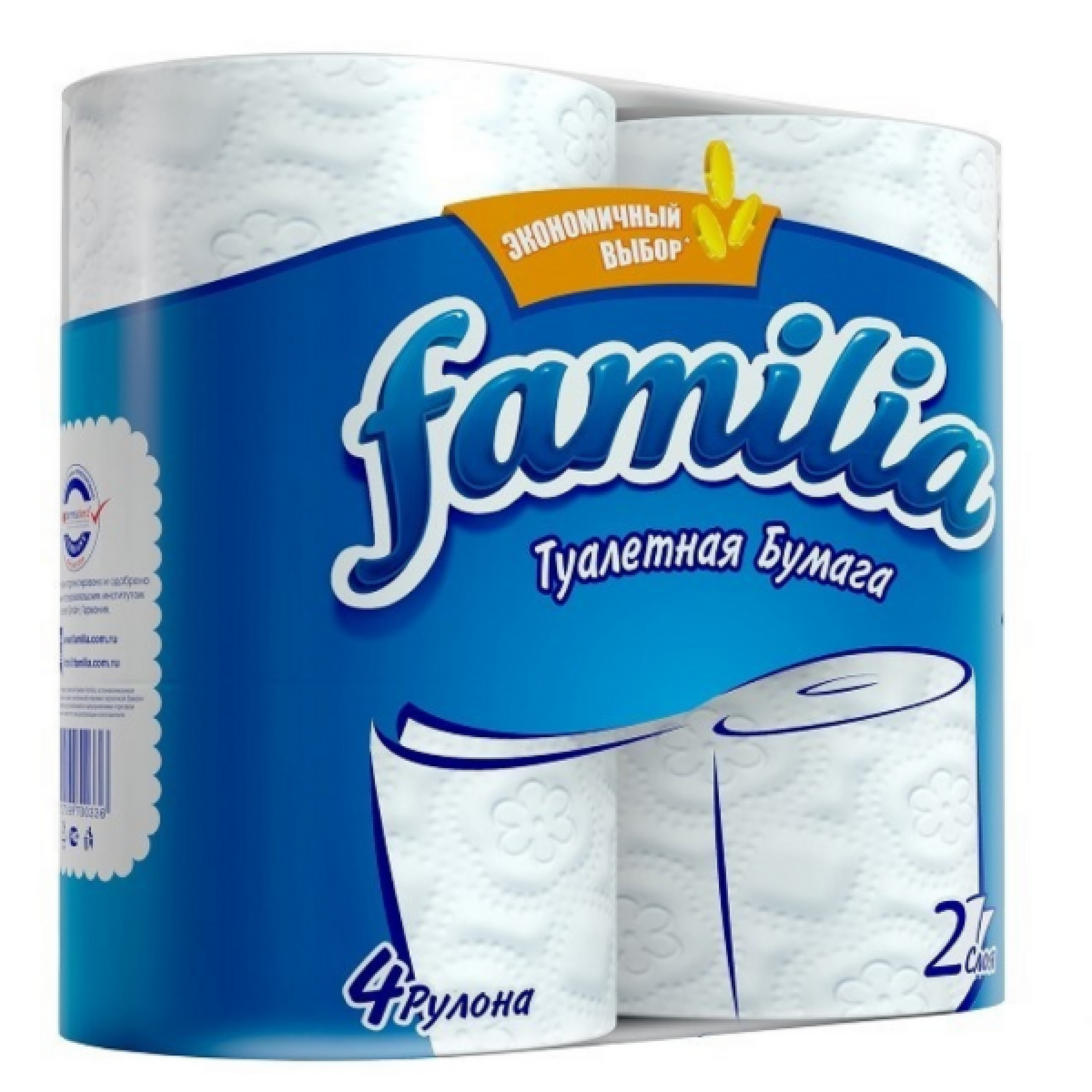 Туалетная бумага Familia Экономичный выбор двухслойная, 4 рулона