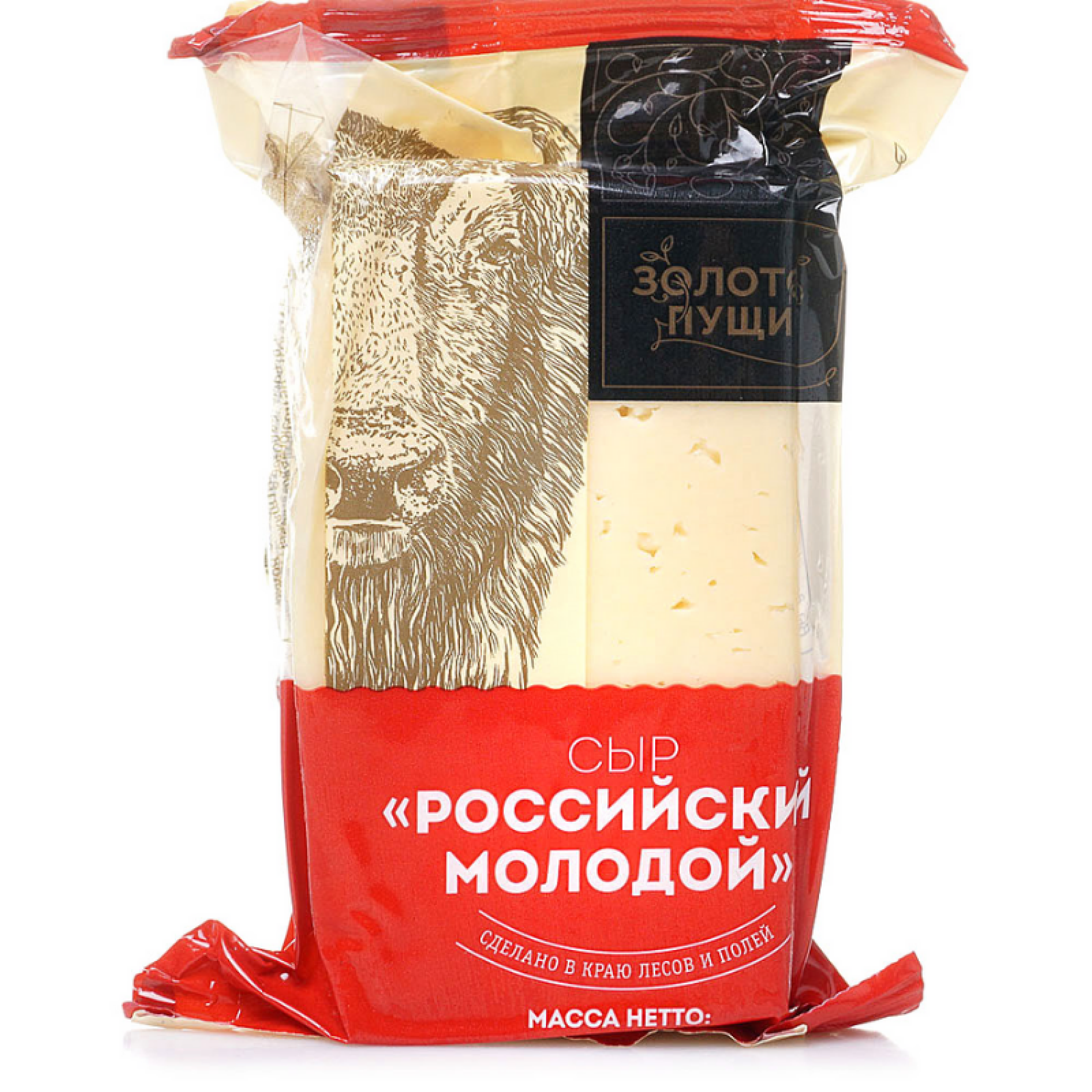Сыр Российский молодой 50% Золото Пущи, 200 гр