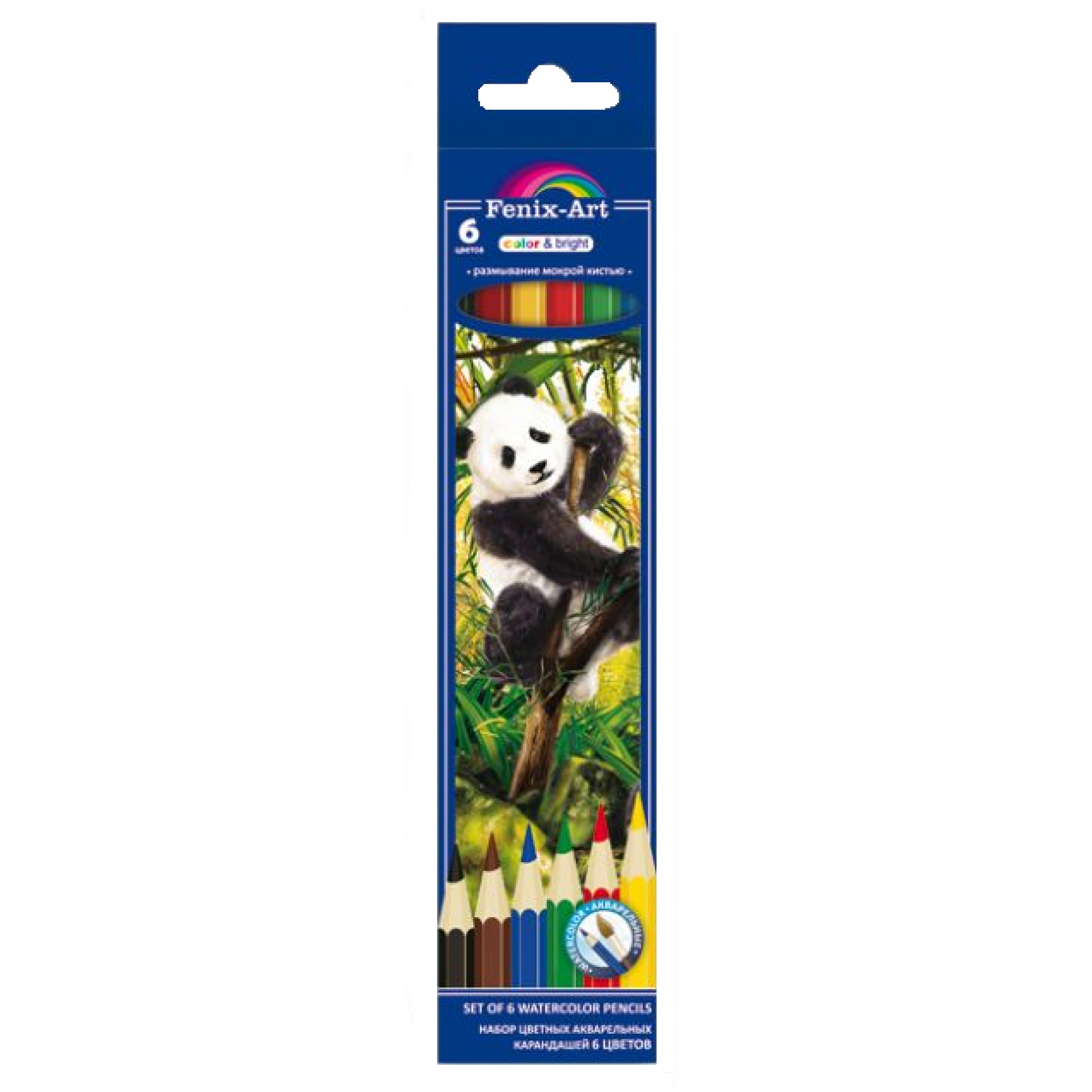 Набор цветных карандашей акварельные Панда, 6 шт