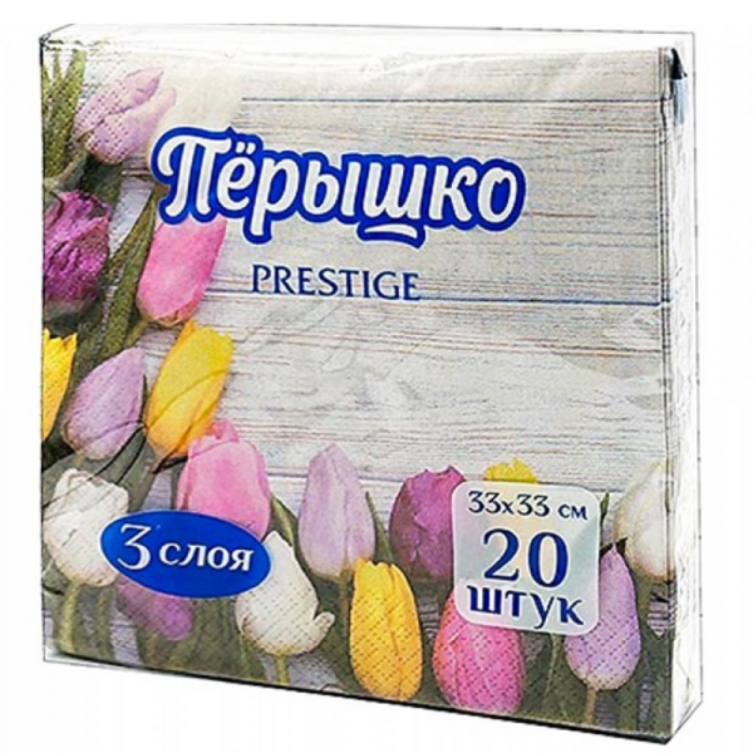 Салфетки бумажные Перышко Prestige Весенние краски 3-слойные 33*33 см, 20 листов