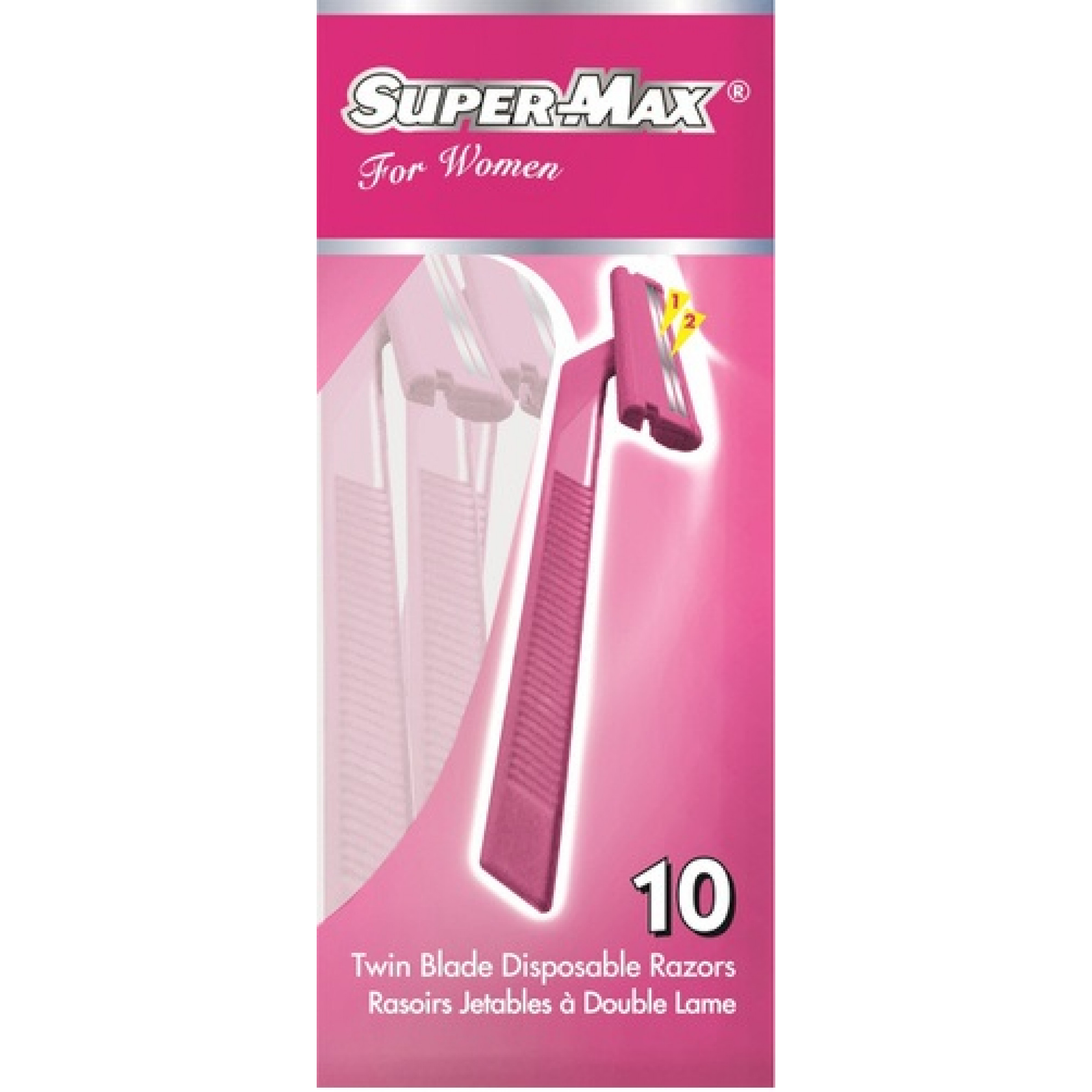 Бритвенный станок Super-Max Twin Blade for Women с двойным лезвием одноразовый, 10 шт