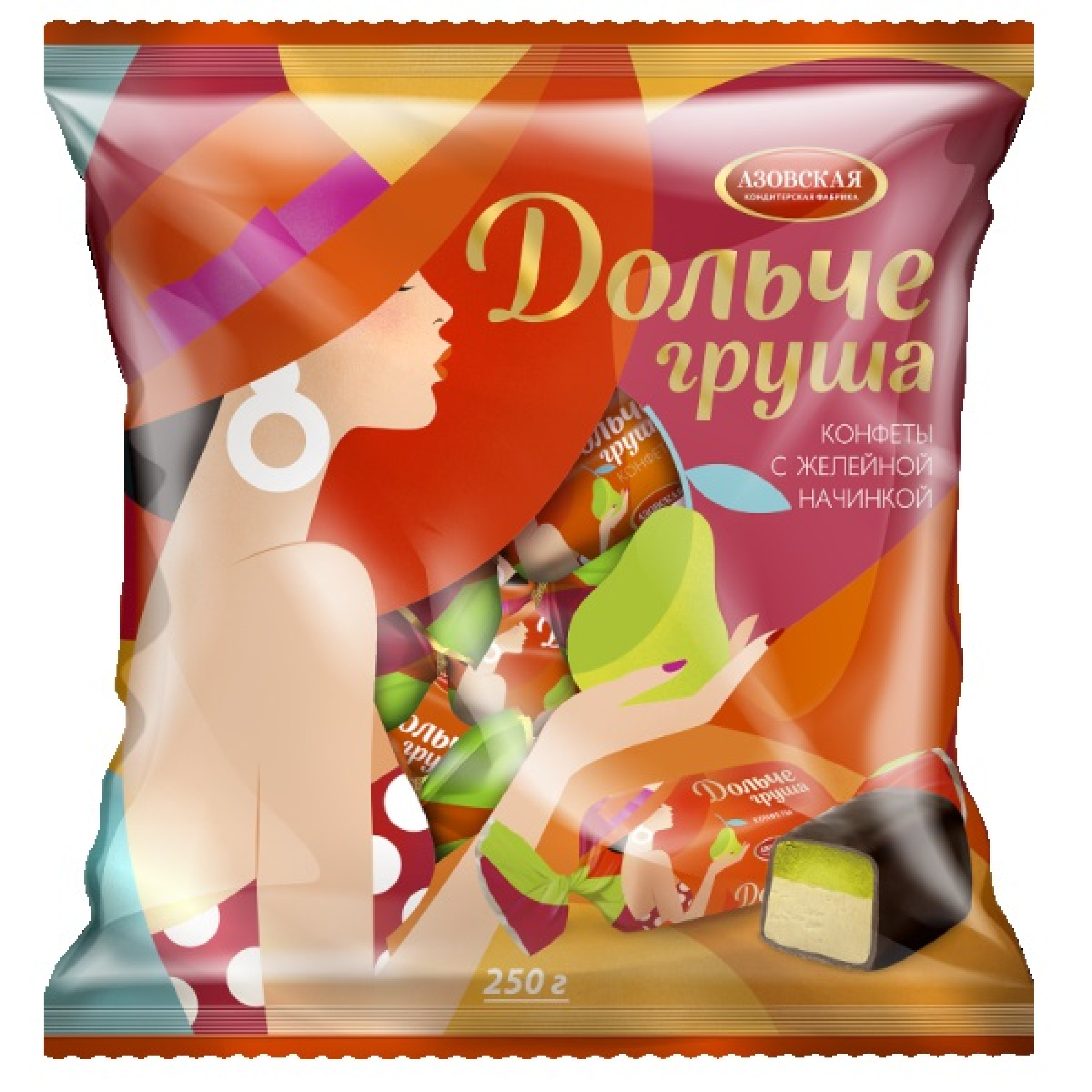 Глазированные помадные конфеты Дольче Груша 250 г Азовская кондитерская фабрика